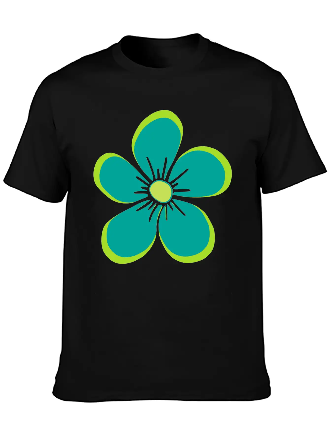Green Blooming Flower, Flowery, Floral Pattern Essential Cotton Tee For Daily Outfits ¨C Unisex Style