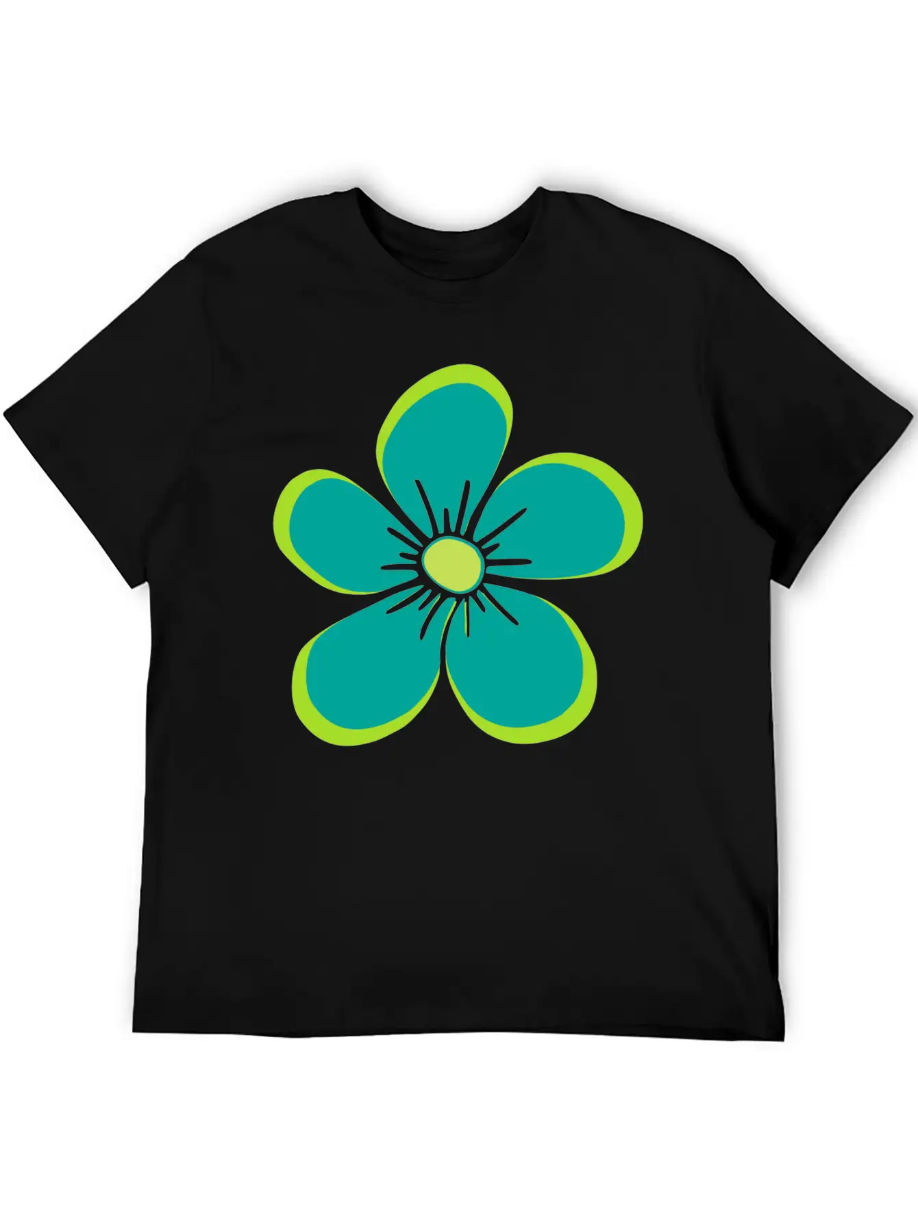 Green Blooming Flower, Flowery, Floral Pattern Essential Cotton Tee For Daily Outfits ¨C Unisex Style
