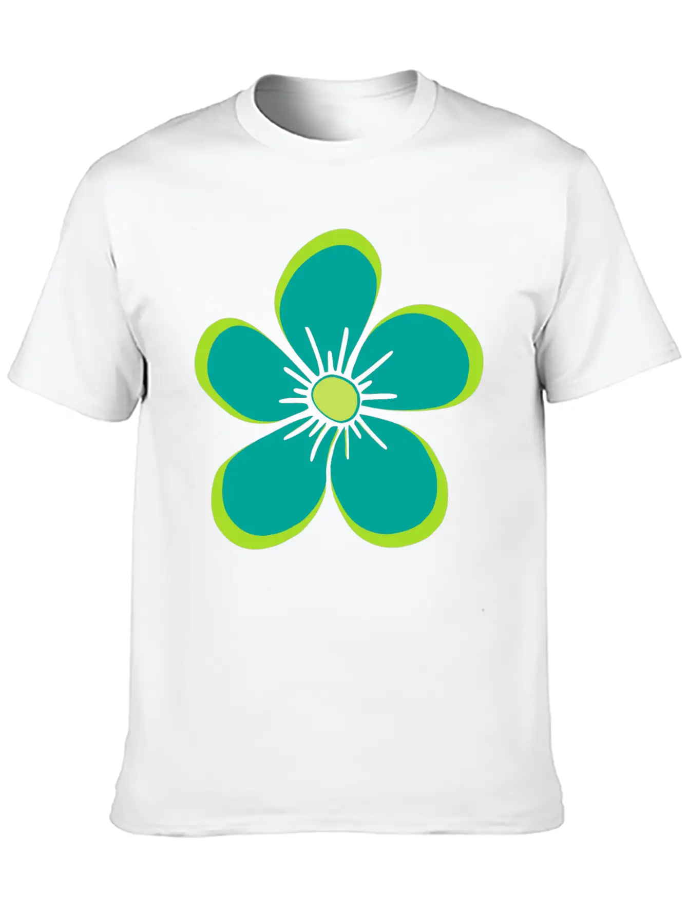 Green Blooming Flower, Flowery, Floral Pattern Essential Cotton Tee For Daily Outfits ¨C Unisex Style