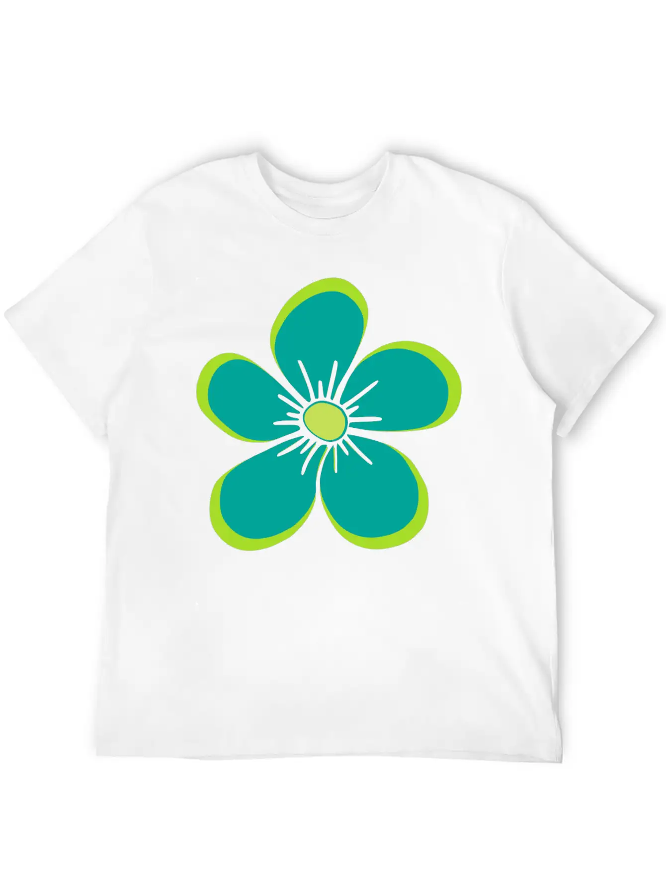 Green Blooming Flower, Flowery, Floral Pattern Essential Cotton Tee For Daily Outfits ¨C Unisex Style