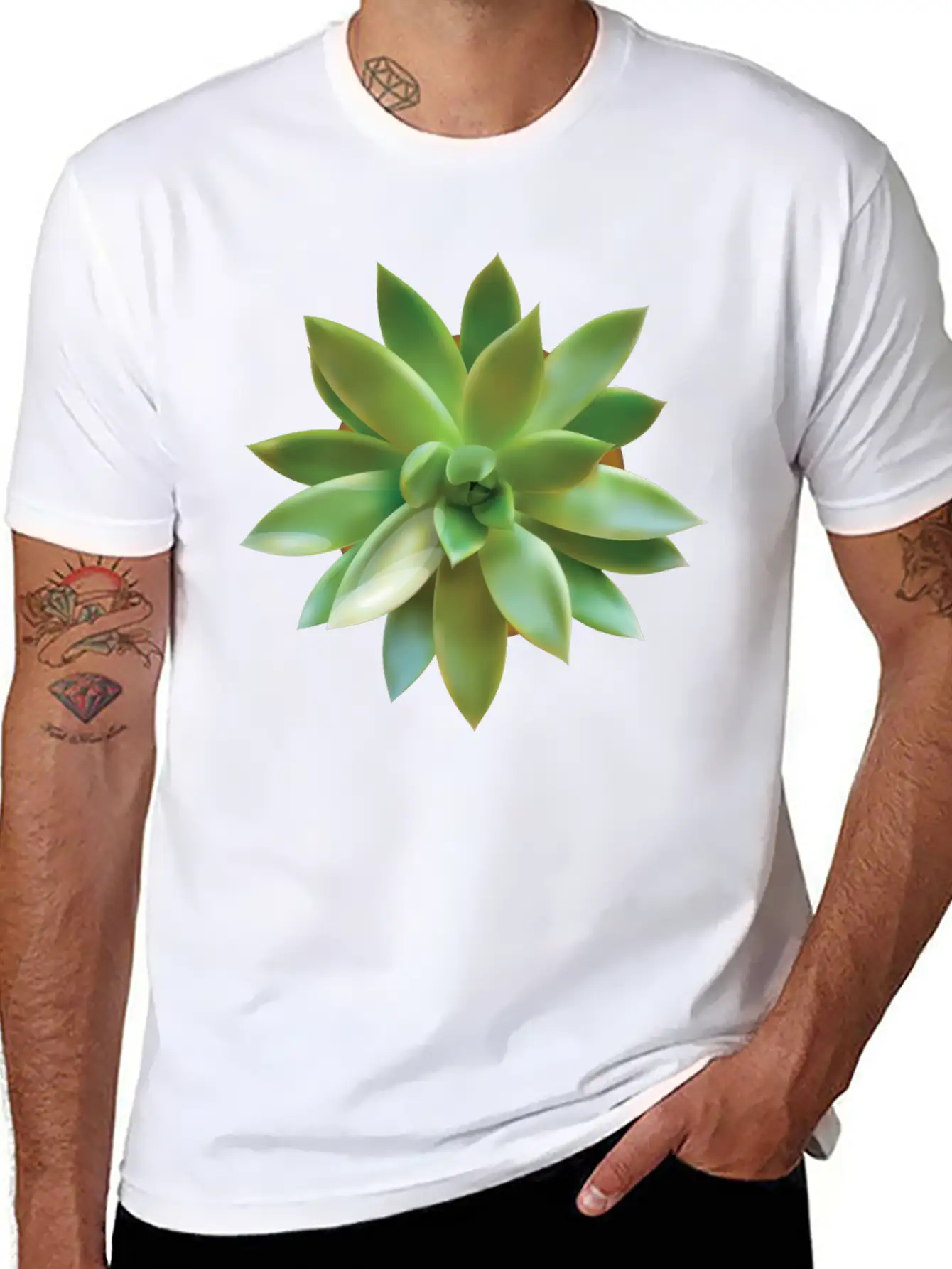 GREEN CACTUS Soft Cotton Short Sleeve Tee ¨C Unisex Wardrobe Staple