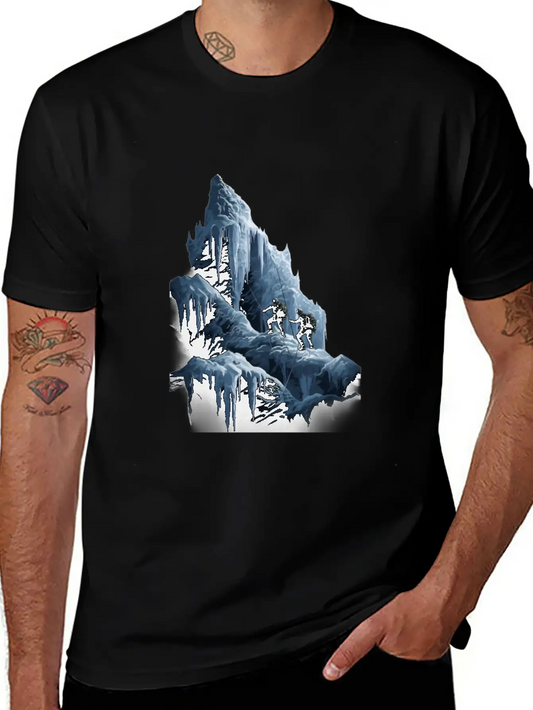Ice Climbing Ice Climber Frozen Rock Snow Mountain Essential Cotton Tee For Daily Outfits ¨C Unisex Style