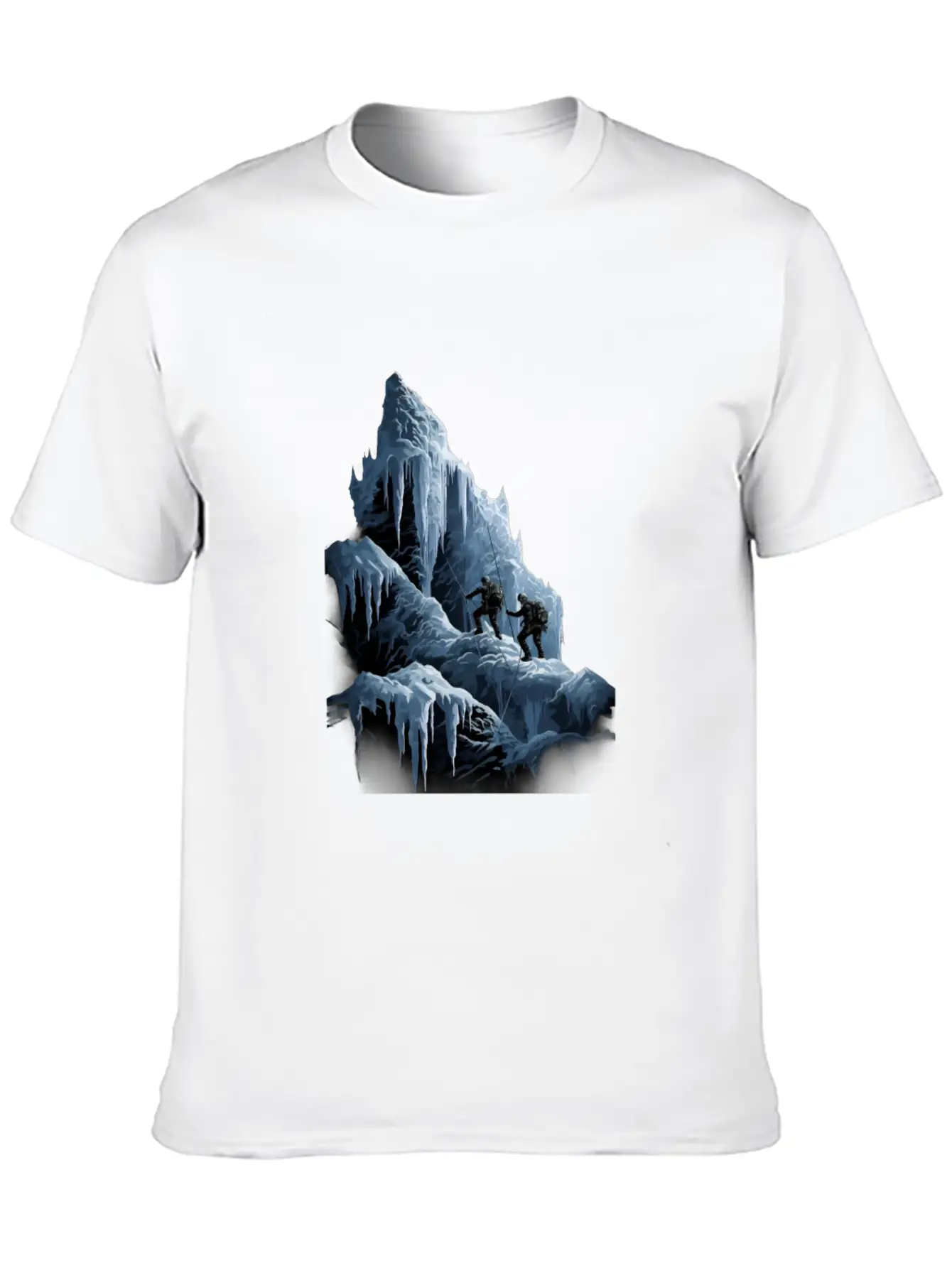 Ice Climbing Ice Climber Frozen Rock Snow Mountain Essential Cotton Tee For Daily Outfits ¨C Unisex Style