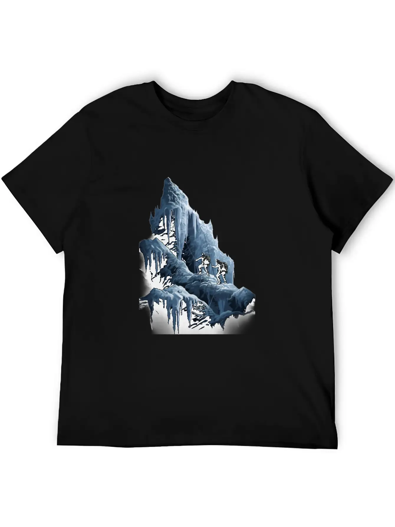 Ice Climbing Ice Climber Frozen Rock Snow Mountain Essential Cotton Tee For Daily Outfits ¨C Unisex Style