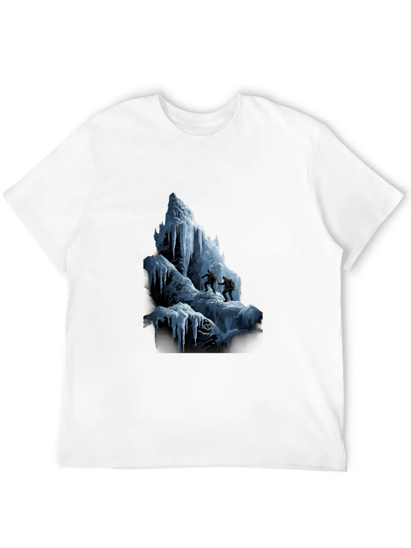 Ice Climbing Ice Climber Frozen Rock Snow Mountain Essential Cotton Tee For Daily Outfits ¨C Unisex Style