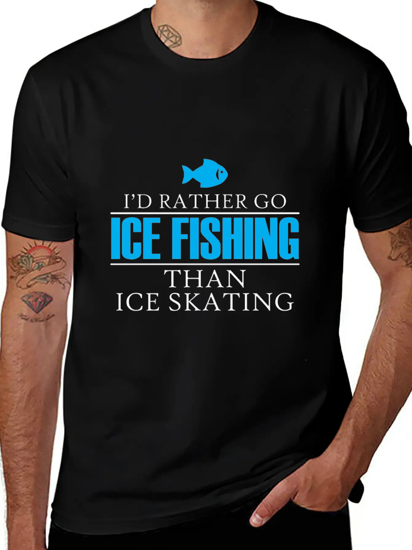 Ice Fishing Fish North Fishing Gift Essential Cotton Tee For Daily Outfits ¨C Unisex Style
