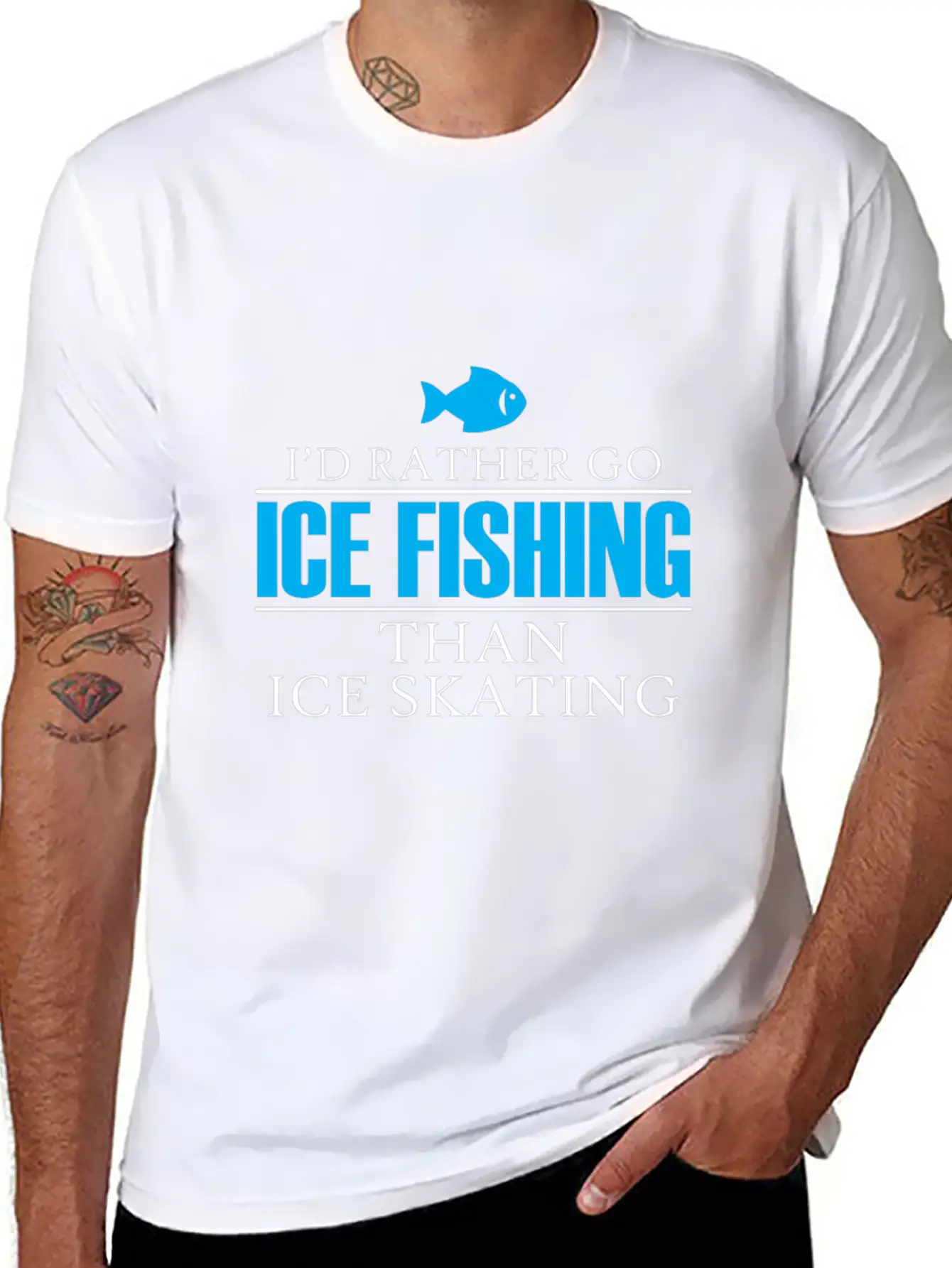 Ice Fishing Fish North Fishing Gift Essential Cotton Tee For Daily Outfits ¨C Unisex Style