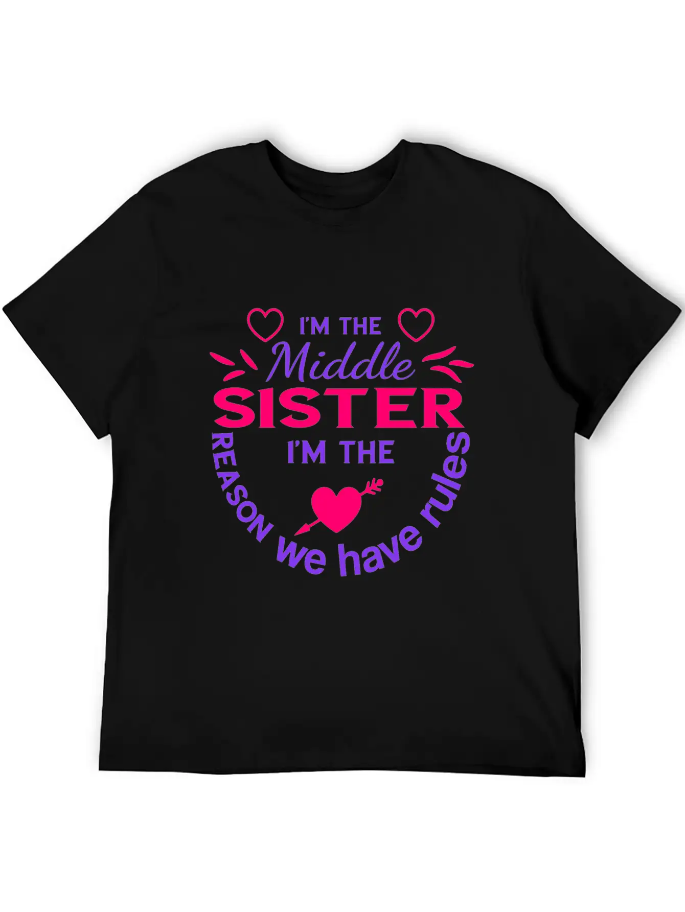 I'm The Middle Sister I'M The Reason We Have Rules Basic Graphic T-Shirt ¨C Daily Comfort In Soft Cotton