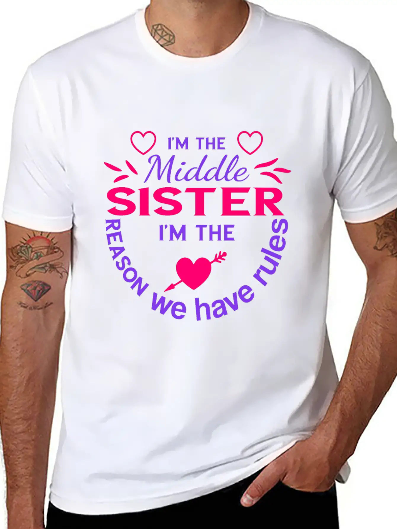 I'm The Middle Sister I'M The Reason We Have Rules Basic Graphic T-Shirt ¨C Daily Comfort In Soft Cotton