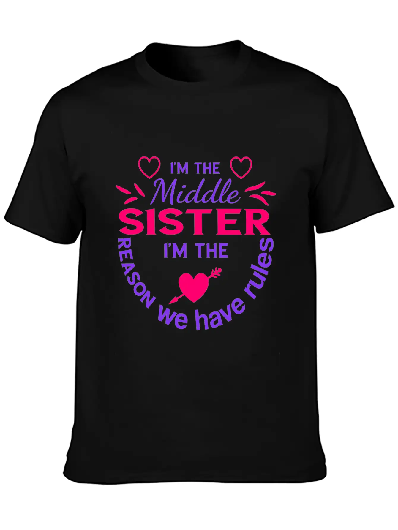 I'm The Middle Sister I'M The Reason We Have Rules Basic Graphic T-Shirt ¨C Daily Comfort In Soft Cotton
