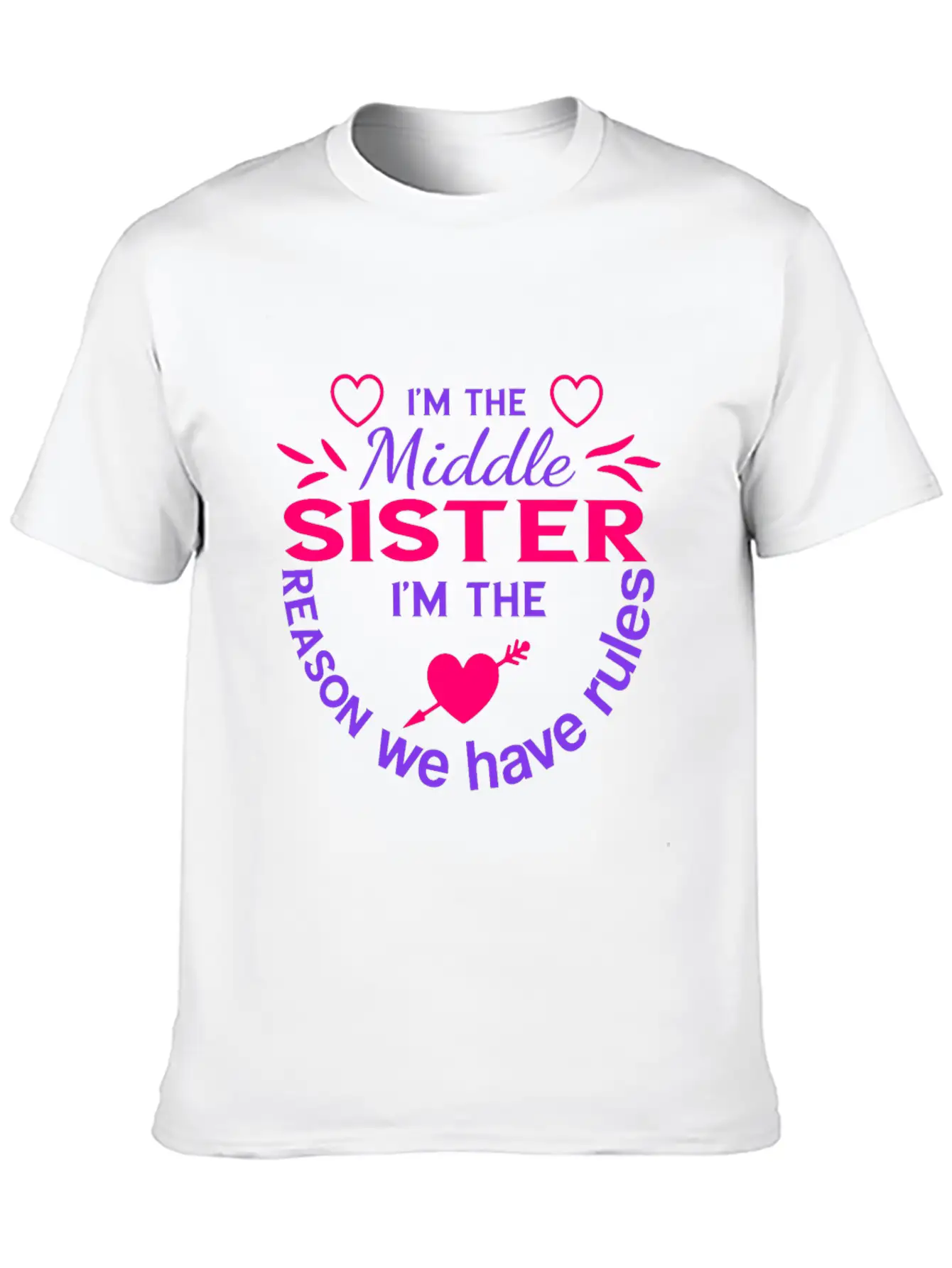 I'm The Middle Sister I'M The Reason We Have Rules Basic Graphic T-Shirt ¨C Daily Comfort In Soft Cotton