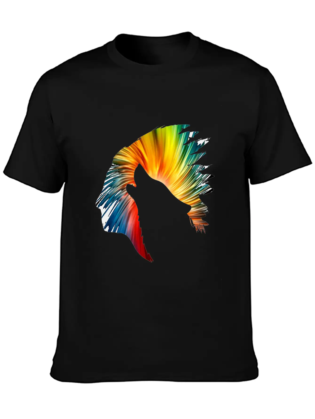 Indianer Und Wolf Neon Art Soft Cotton Short Sleeve Tee ¨C Unisex Wardrobe Staple