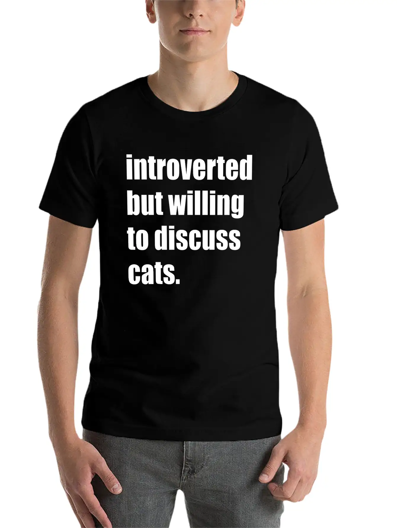 INTROVERTED BUT WILLING TO DISCUSS CATS Essential Cotton Tee For Daily Outfits ¨C Unisex Style