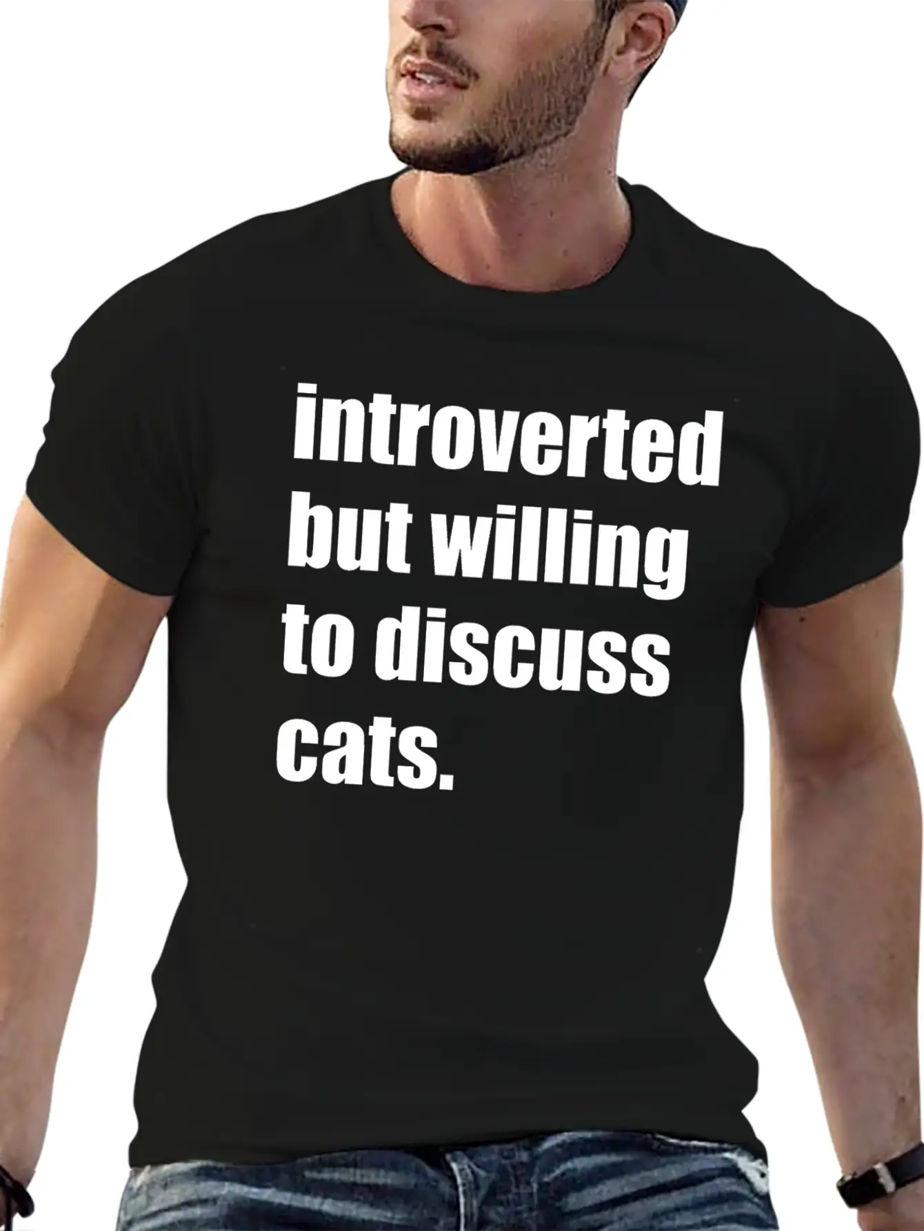 INTROVERTED BUT WILLING TO DISCUSS CATS Essential Cotton Tee For Daily Outfits ¨C Unisex Style