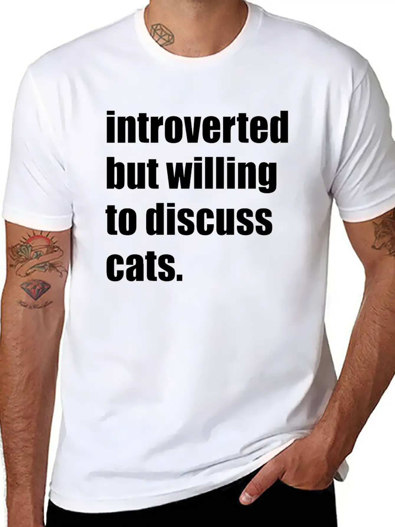 INTROVERTED BUT WILLING TO DISCUSS CATS Essential Cotton Tee For Daily Outfits ¨C Unisex Style