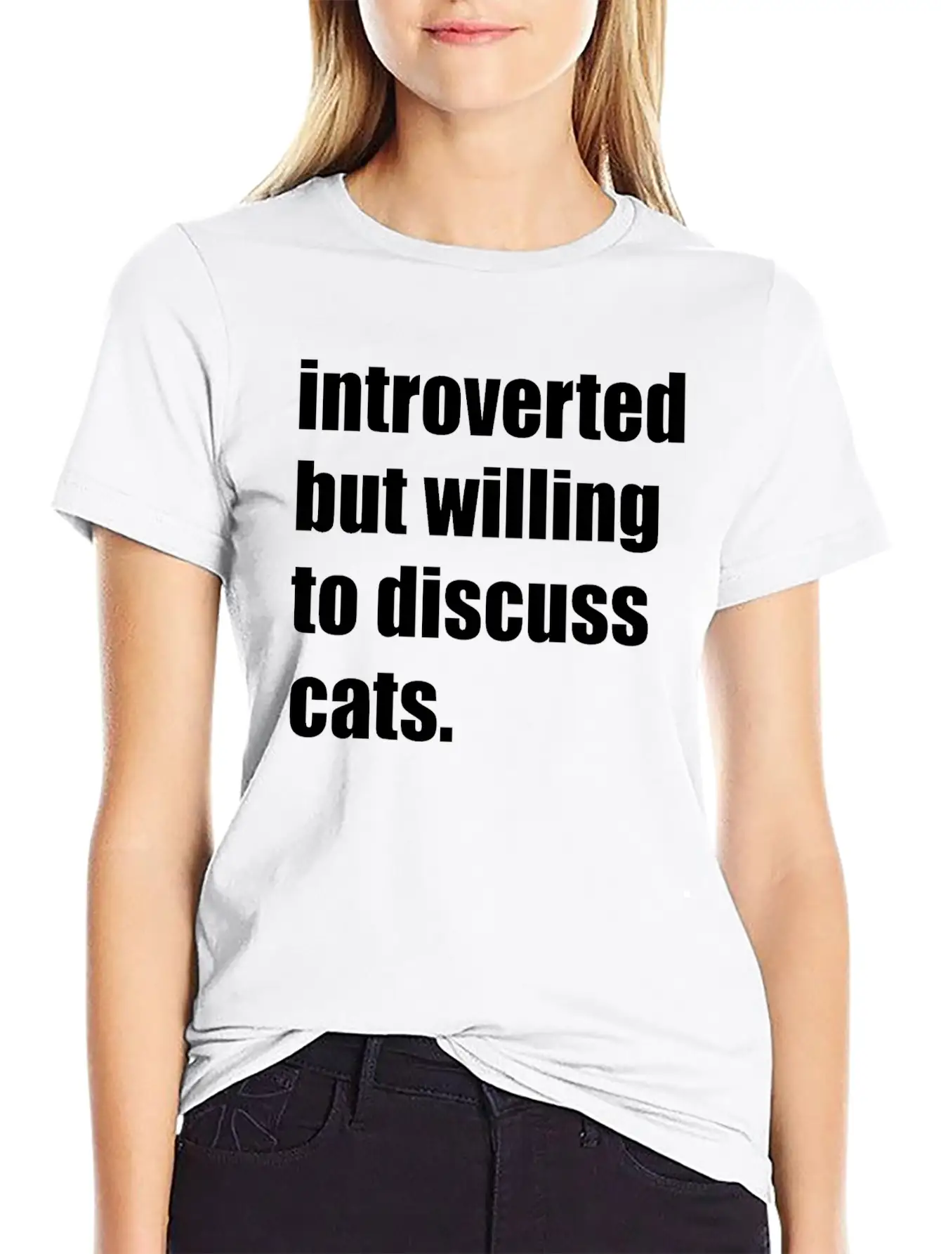 INTROVERTED BUT WILLING TO DISCUSS CATS Essential Cotton Tee For Daily Outfits ¨C Unisex Style