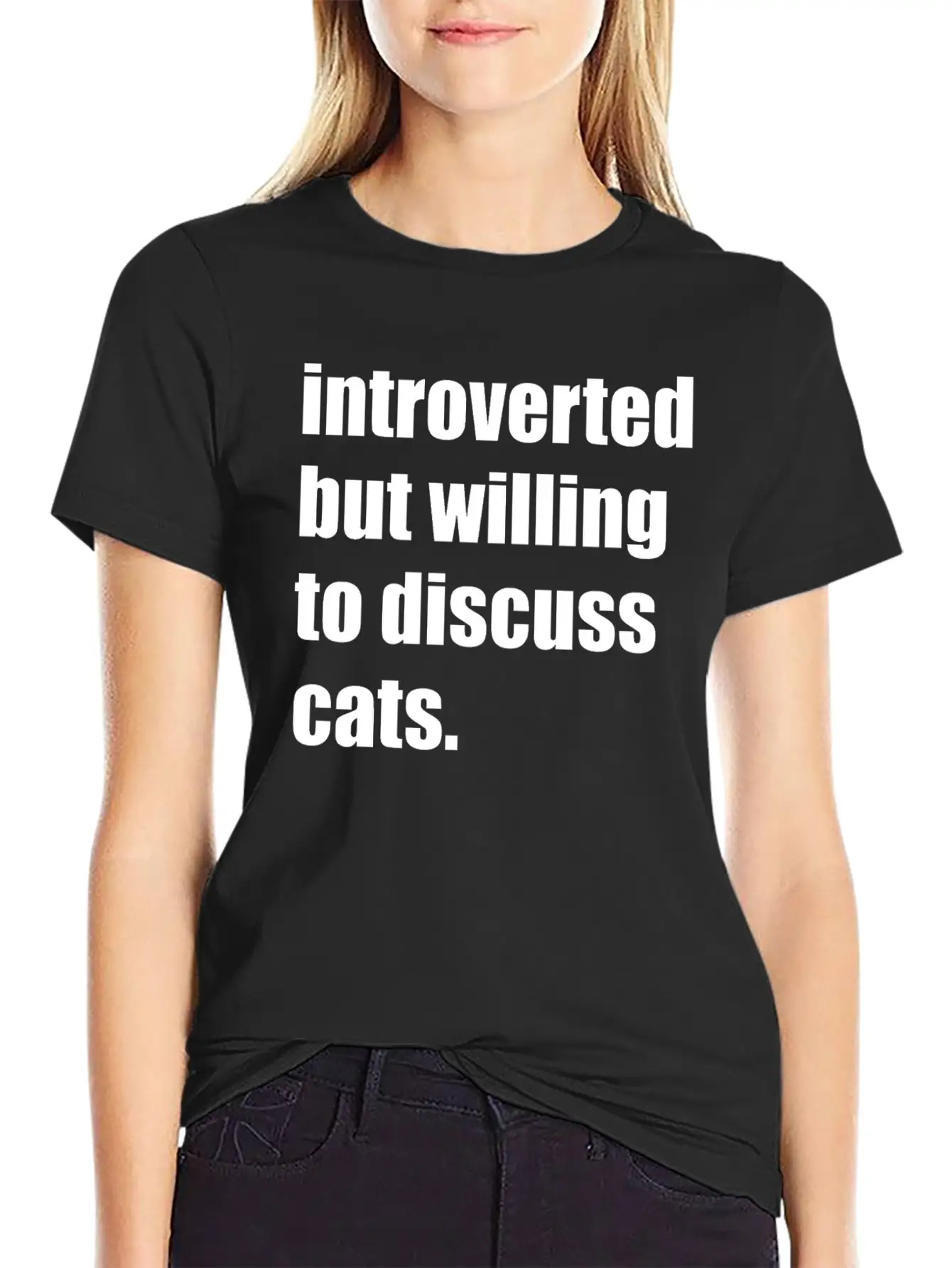 INTROVERTED BUT WILLING TO DISCUSS CATS Essential Cotton Tee For Daily Outfits ¨C Unisex Style