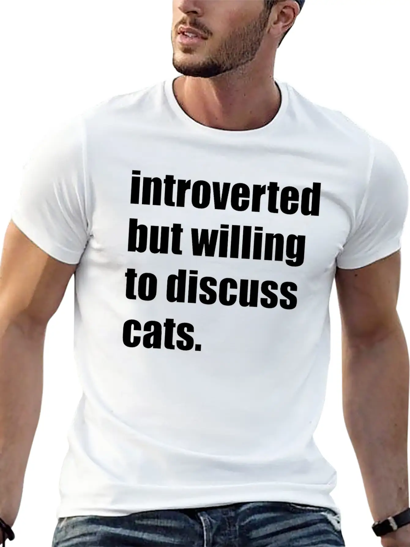 INTROVERTED BUT WILLING TO DISCUSS CATS Essential Cotton Tee For Daily Outfits ¨C Unisex Style