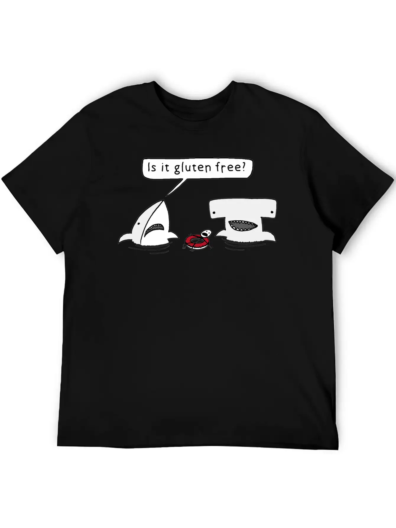 Is It Gluten Free Two Sharks Essential Cotton Tee For Daily Outfits ¨C Unisex Style