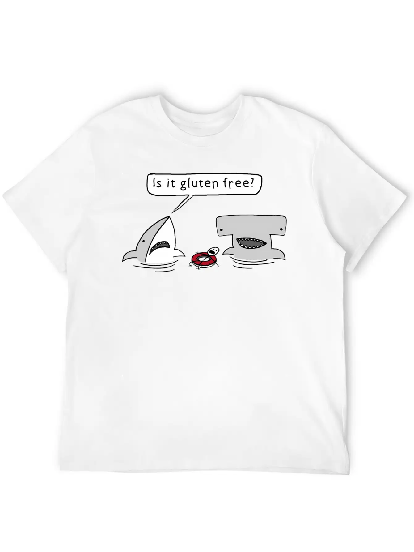 Is It Gluten Free Two Sharks Essential Cotton Tee For Daily Outfits ¨C Unisex Style