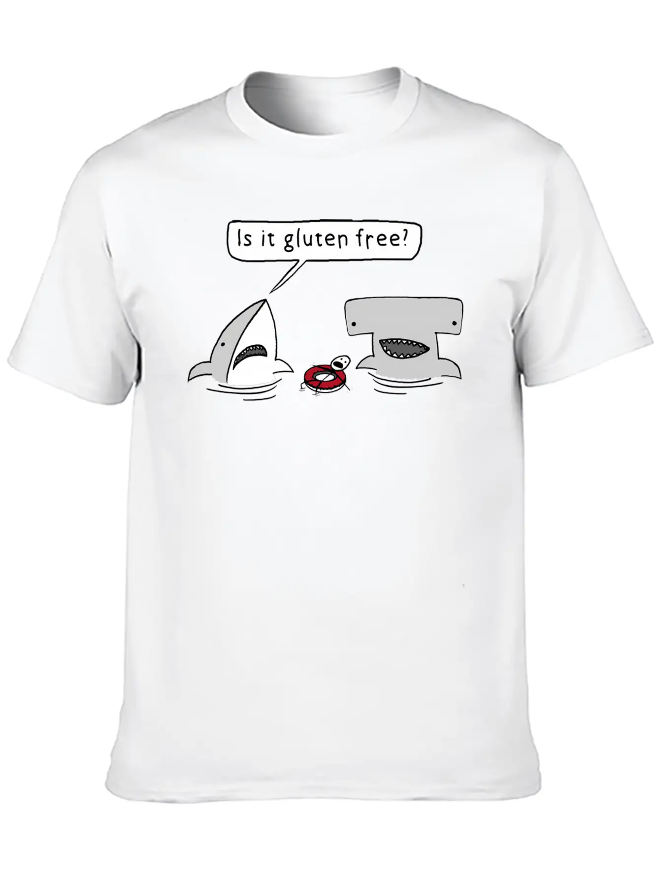 Is It Gluten Free Two Sharks Essential Cotton Tee For Daily Outfits ¨C Unisex Style