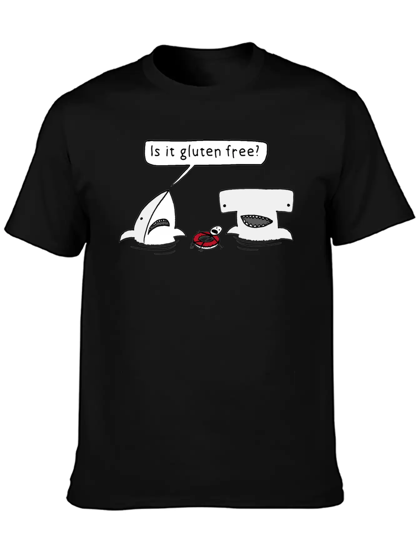 Is It Gluten Free Two Sharks Essential Cotton Tee For Daily Outfits ¨C Unisex Style