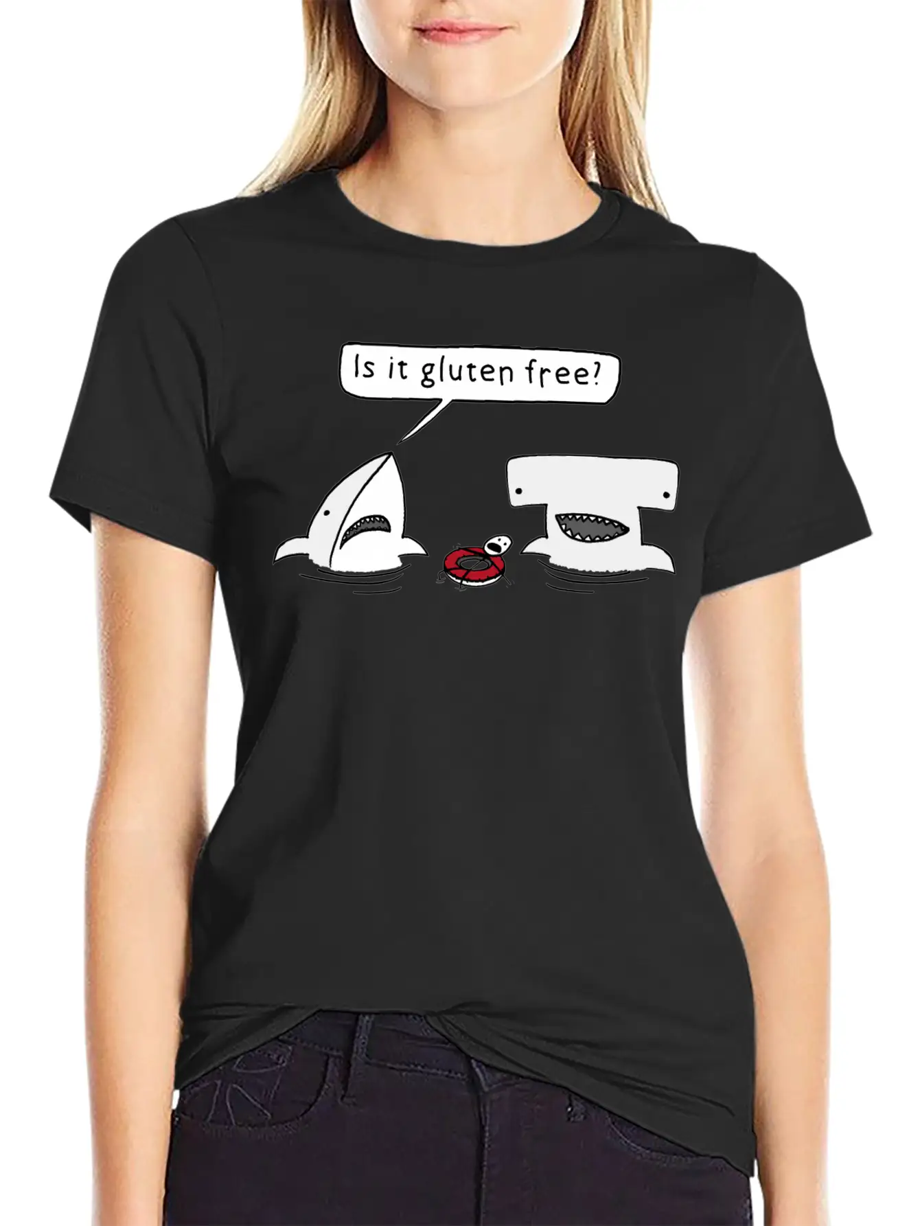 Is It Gluten Free Two Sharks Essential Cotton Tee For Daily Outfits ¨C Unisex Style