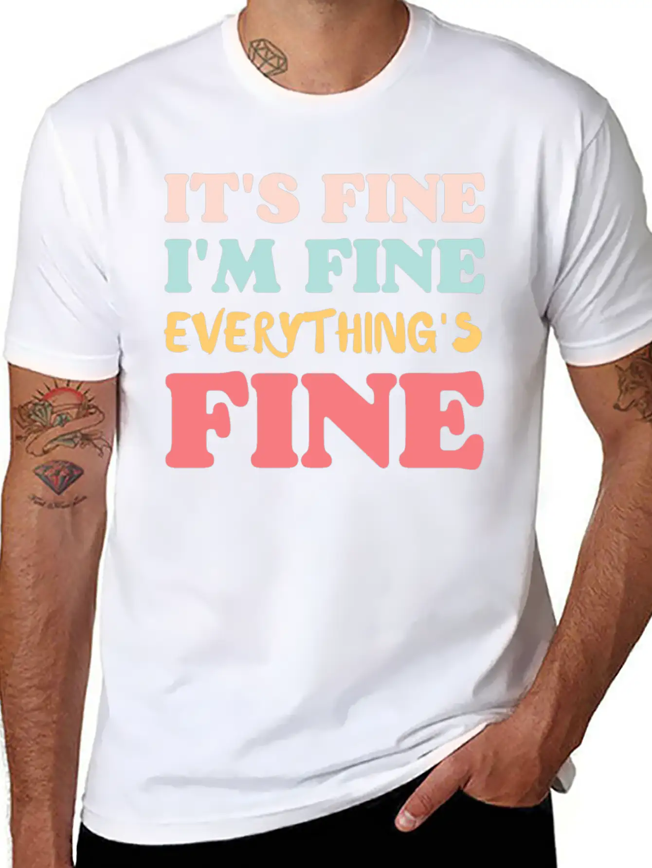 It's Fine Colorful Essential Cotton Tee For Daily Outfits ¨C Unisex Style