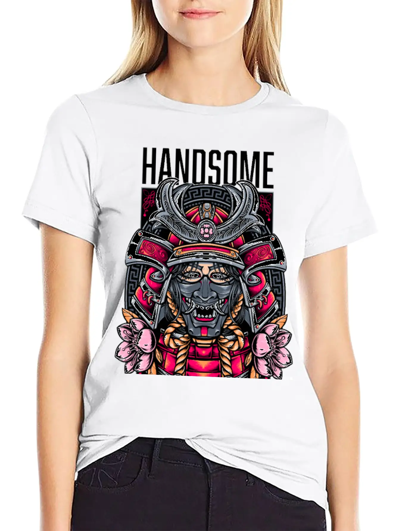 Japanese Demon Art Face Skull Devil Oni Vaporwave Soft Cotton Short Sleeve Tee ¨C Unisex Wardrobe Staple
