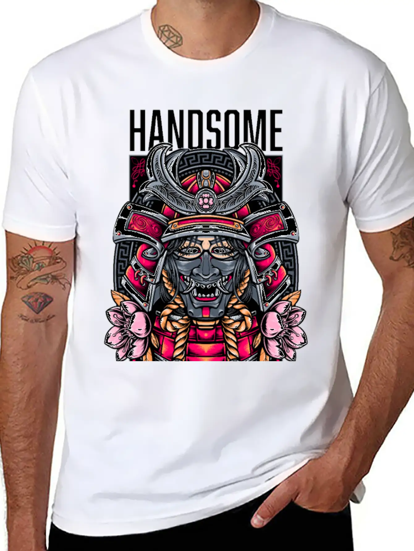 Japanese Demon Art Face Skull Devil Oni Vaporwave Soft Cotton Short Sleeve Tee ¨C Unisex Wardrobe Staple