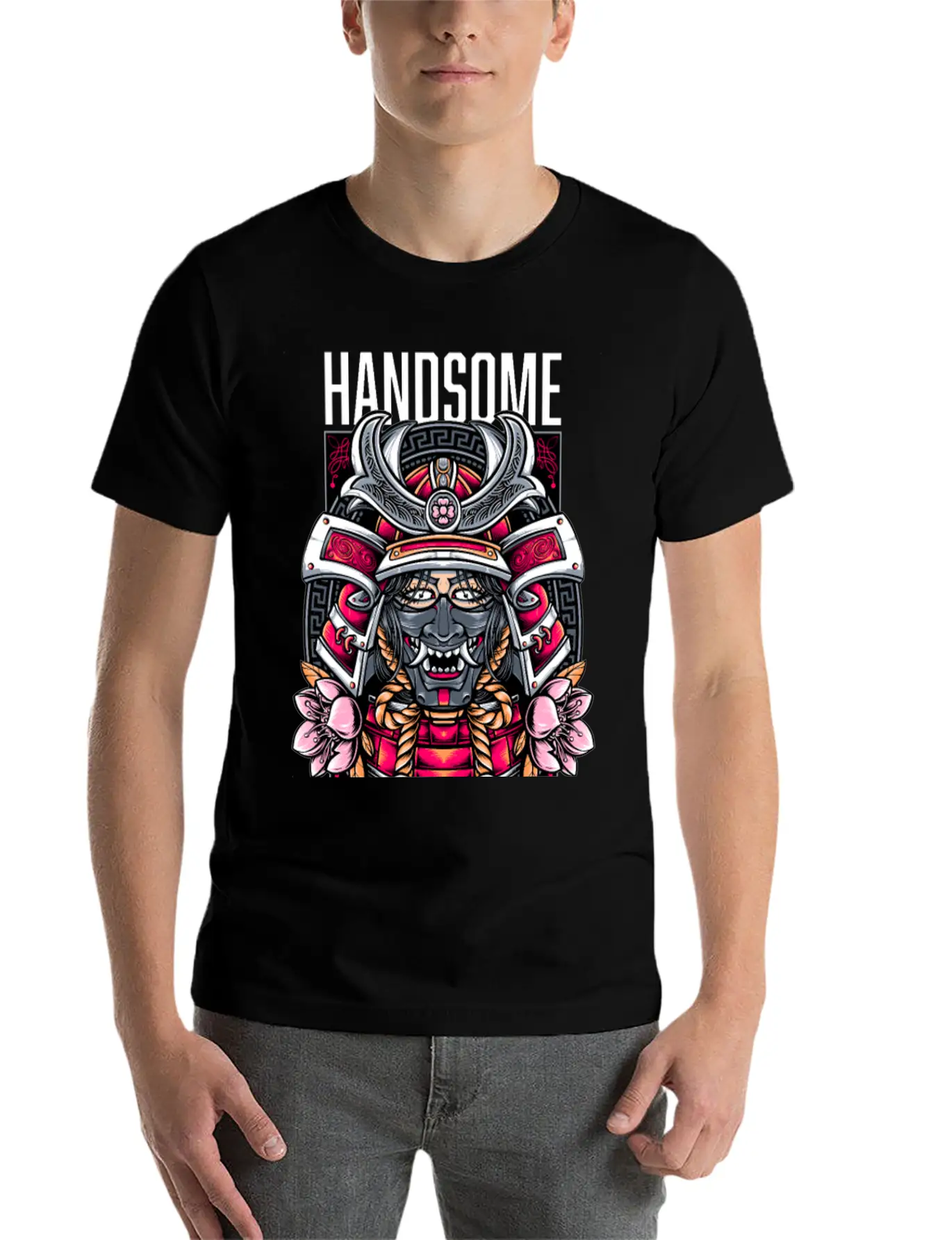 Japanese Demon Art Face Skull Devil Oni Vaporwave Soft Cotton Short Sleeve Tee ¨C Unisex Wardrobe Staple