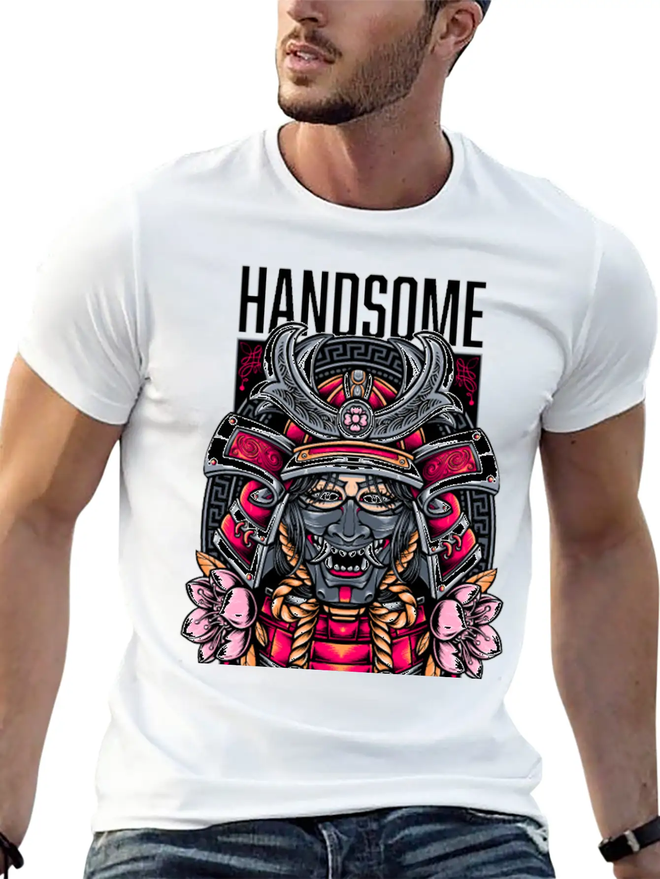 Japanese Demon Art Face Skull Devil Oni Vaporwave Soft Cotton Short Sleeve Tee ¨C Unisex Wardrobe Staple