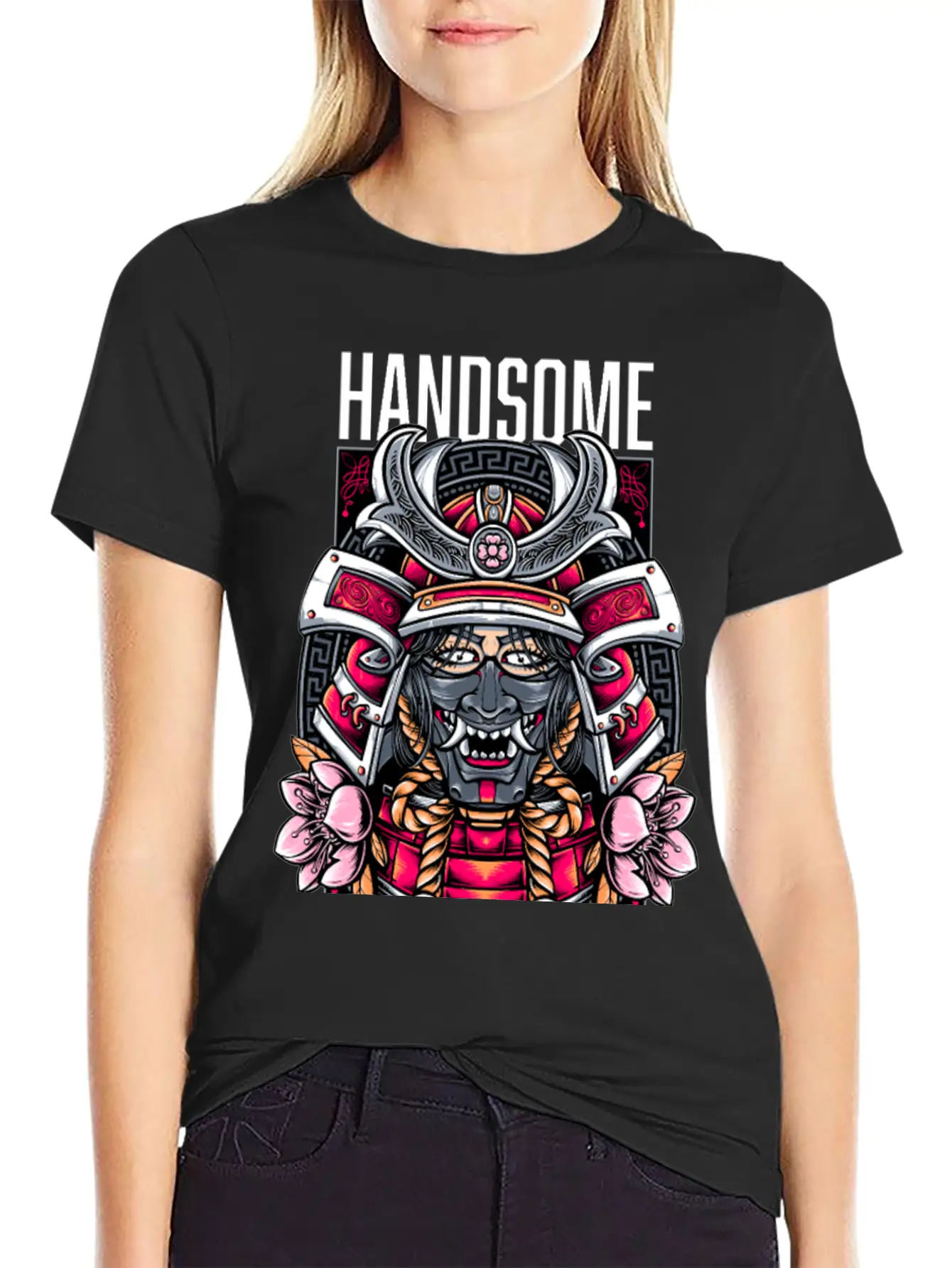 Japanese Demon Art Face Skull Devil Oni Vaporwave Soft Cotton Short Sleeve Tee ¨C Unisex Wardrobe Staple