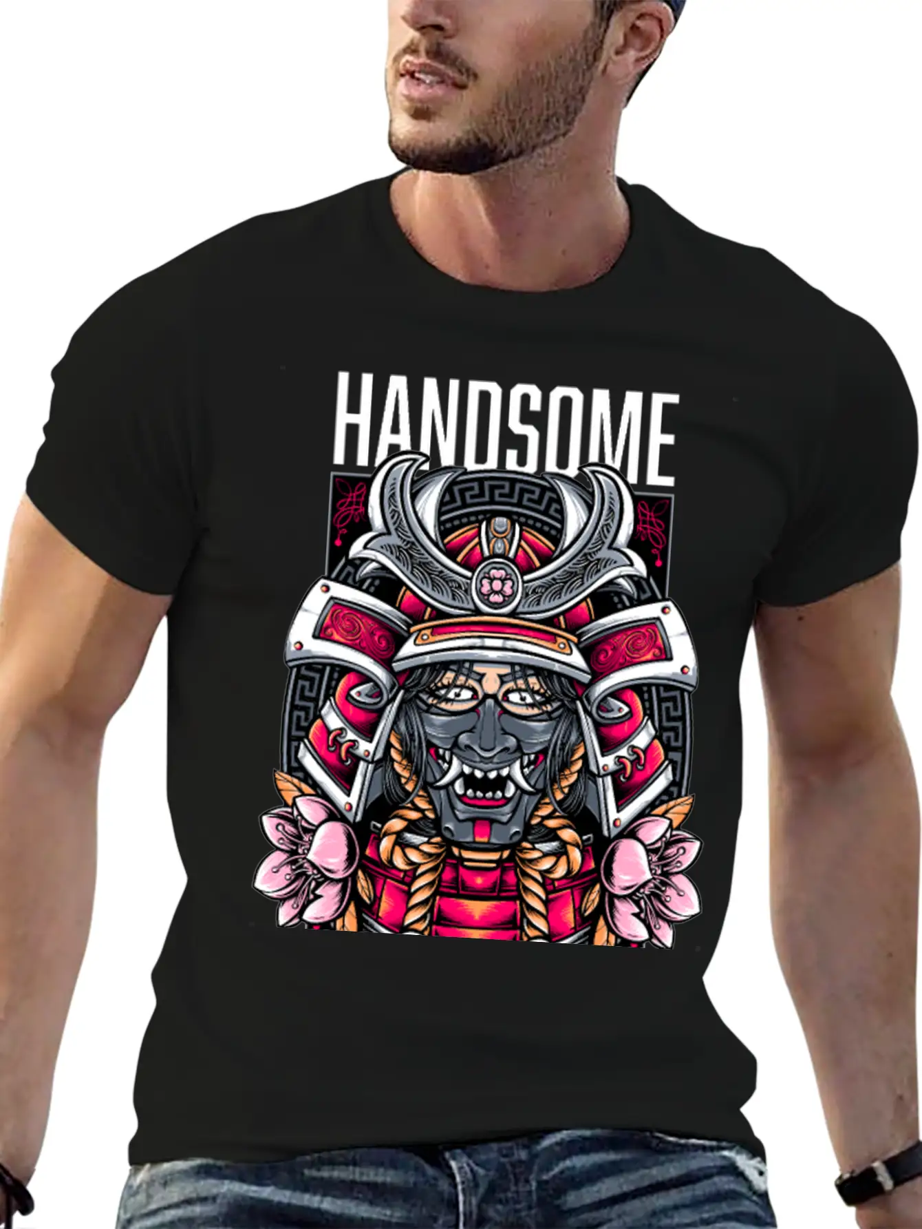 Japanese Demon Art Face Skull Devil Oni Vaporwave Soft Cotton Short Sleeve Tee ¨C Unisex Wardrobe Staple