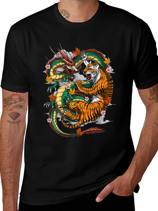 Japanese Dragon Tiger Basic Graphic T-Shirt ¨C Daily Comfort In Soft Cotton