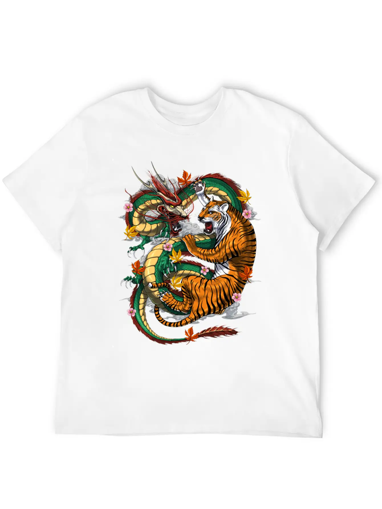 Japanese Dragon Tiger Basic Graphic T-Shirt ¨C Daily Comfort In Soft Cotton