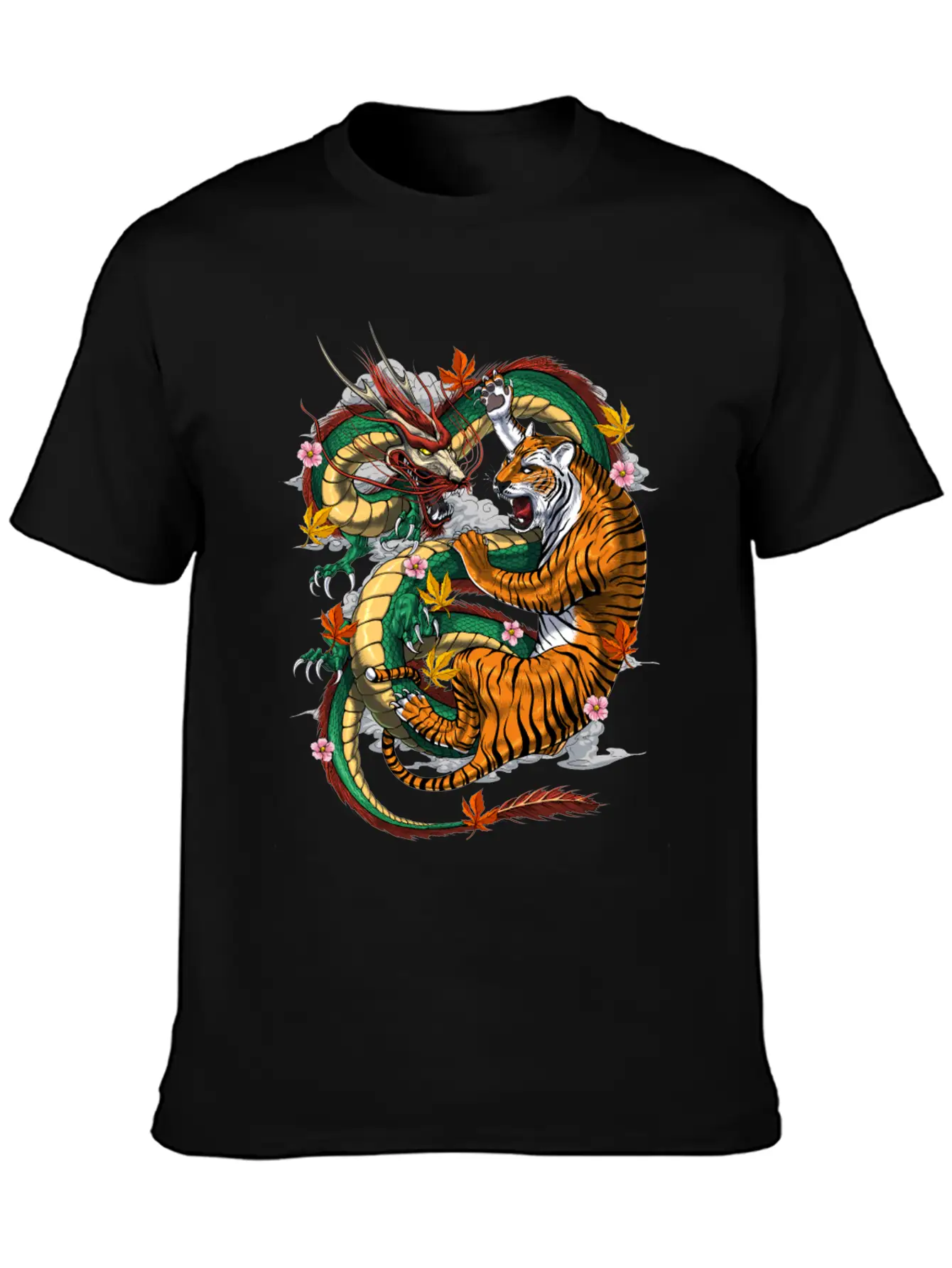 Japanese Dragon Tiger Basic Graphic T-Shirt ¨C Daily Comfort In Soft Cotton