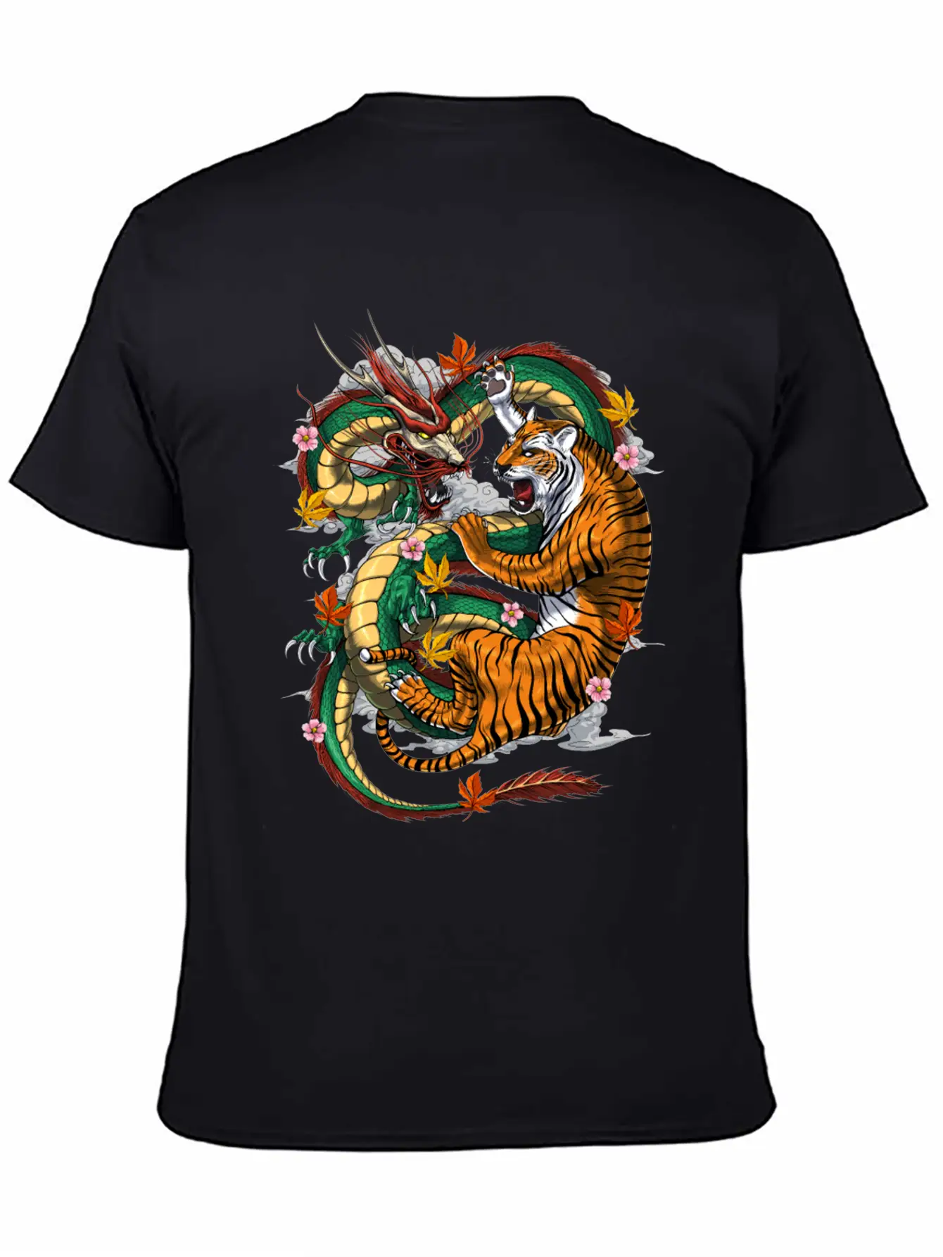 Japanese Dragon Tiger Basic Graphic T-Shirt ¨C Daily Comfort In Soft Cotton