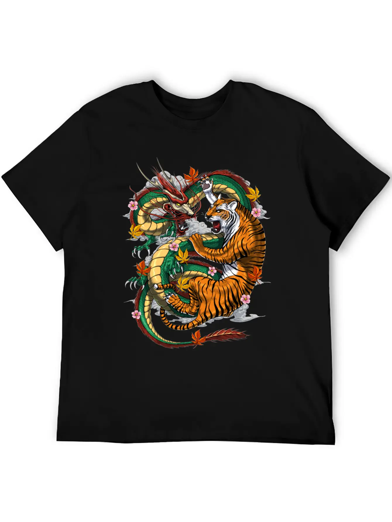 Japanese Dragon Tiger Basic Graphic T-Shirt ¨C Daily Comfort In Soft Cotton