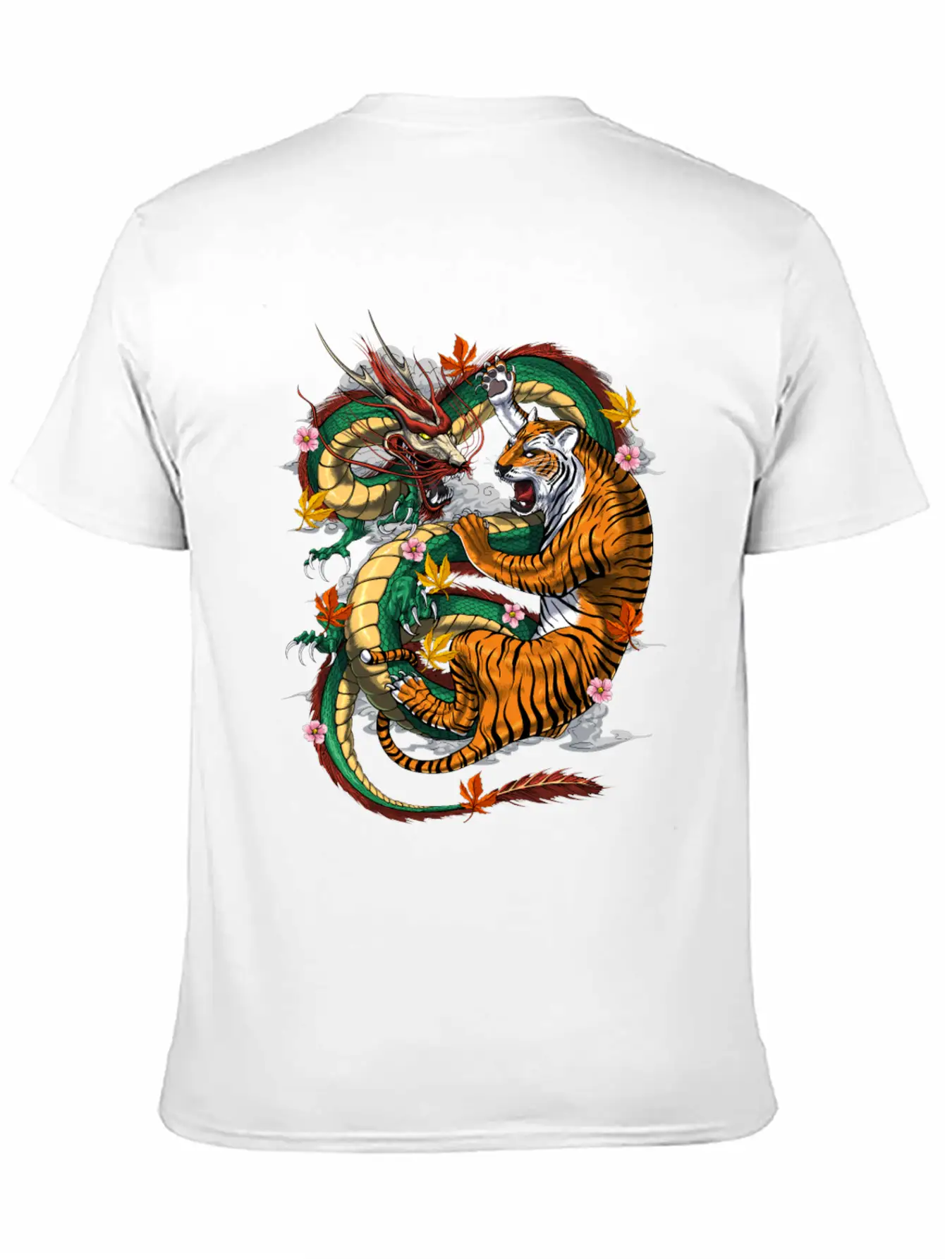 Japanese Dragon Tiger Basic Graphic T-Shirt ¨C Daily Comfort In Soft Cotton