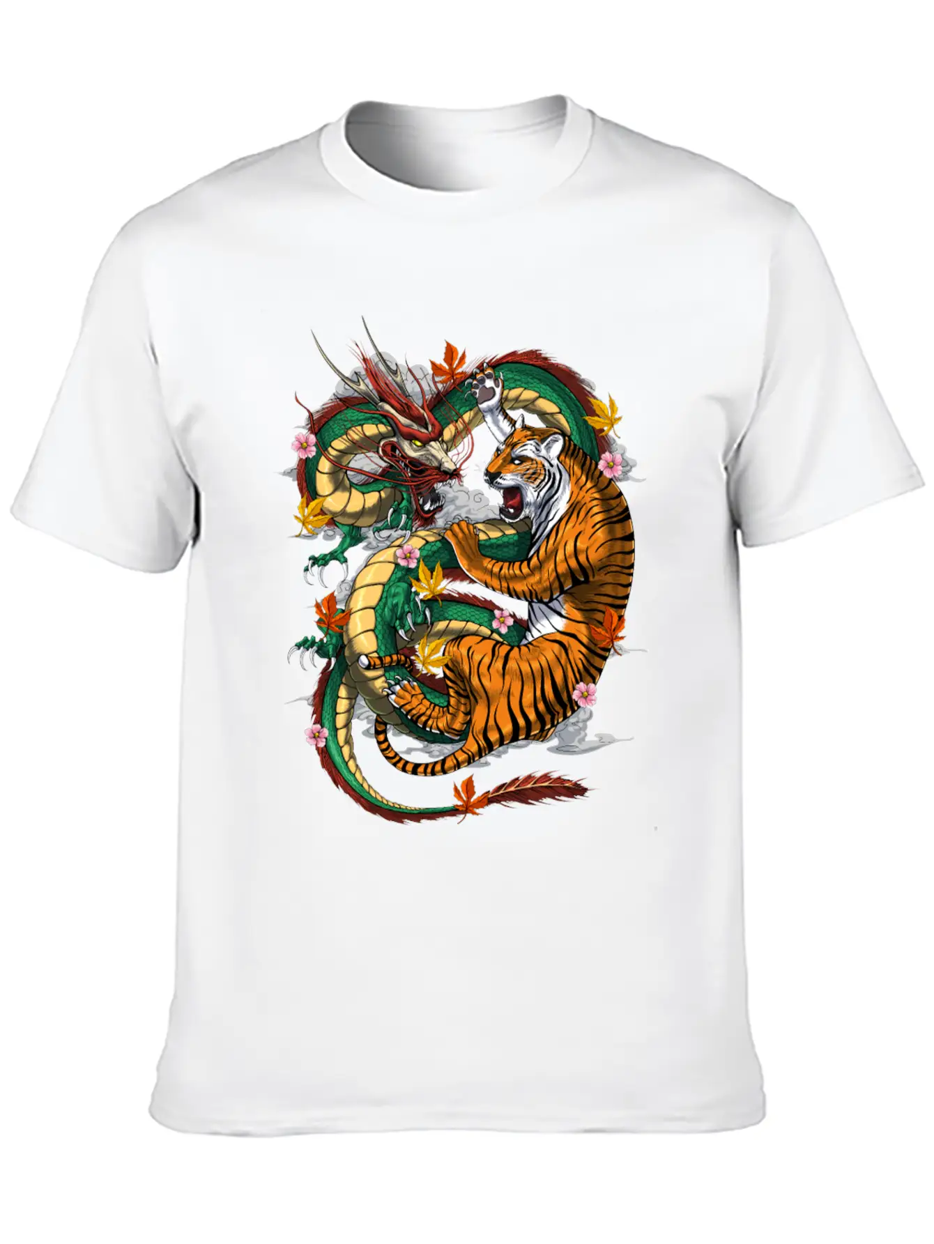Japanese Dragon Tiger Basic Graphic T-Shirt ¨C Daily Comfort In Soft Cotton