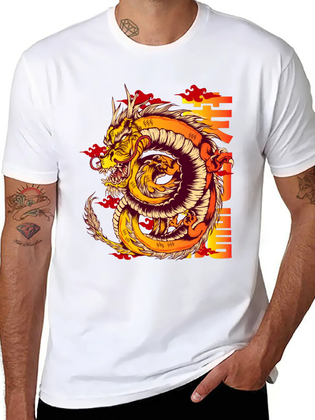 Jasmine Dragon Tea House, Chinese Wind Clouds Essential Cotton Tee For Daily Outfits ¨C Unisex Style