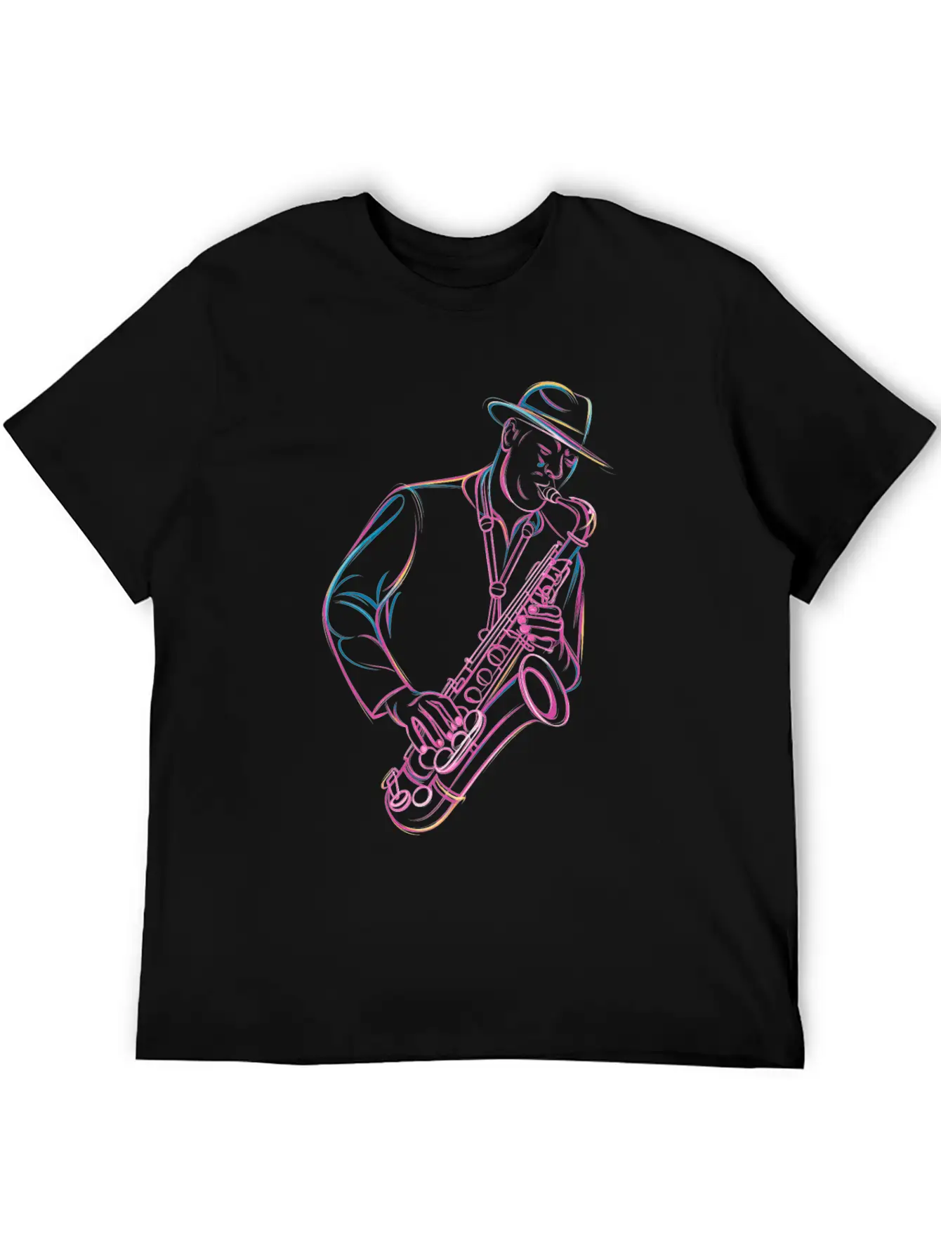 Jazz Saxophonist In Action Vibes Essential Cotton Tee For Daily Outfits ¨C Unisex Style
