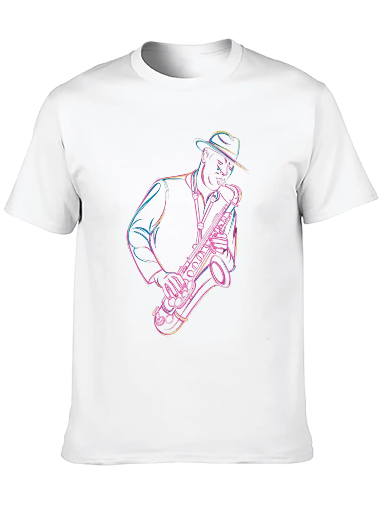 Jazz Saxophonist In Action Vibes Essential Cotton Tee For Daily Outfits ¨C Unisex Style