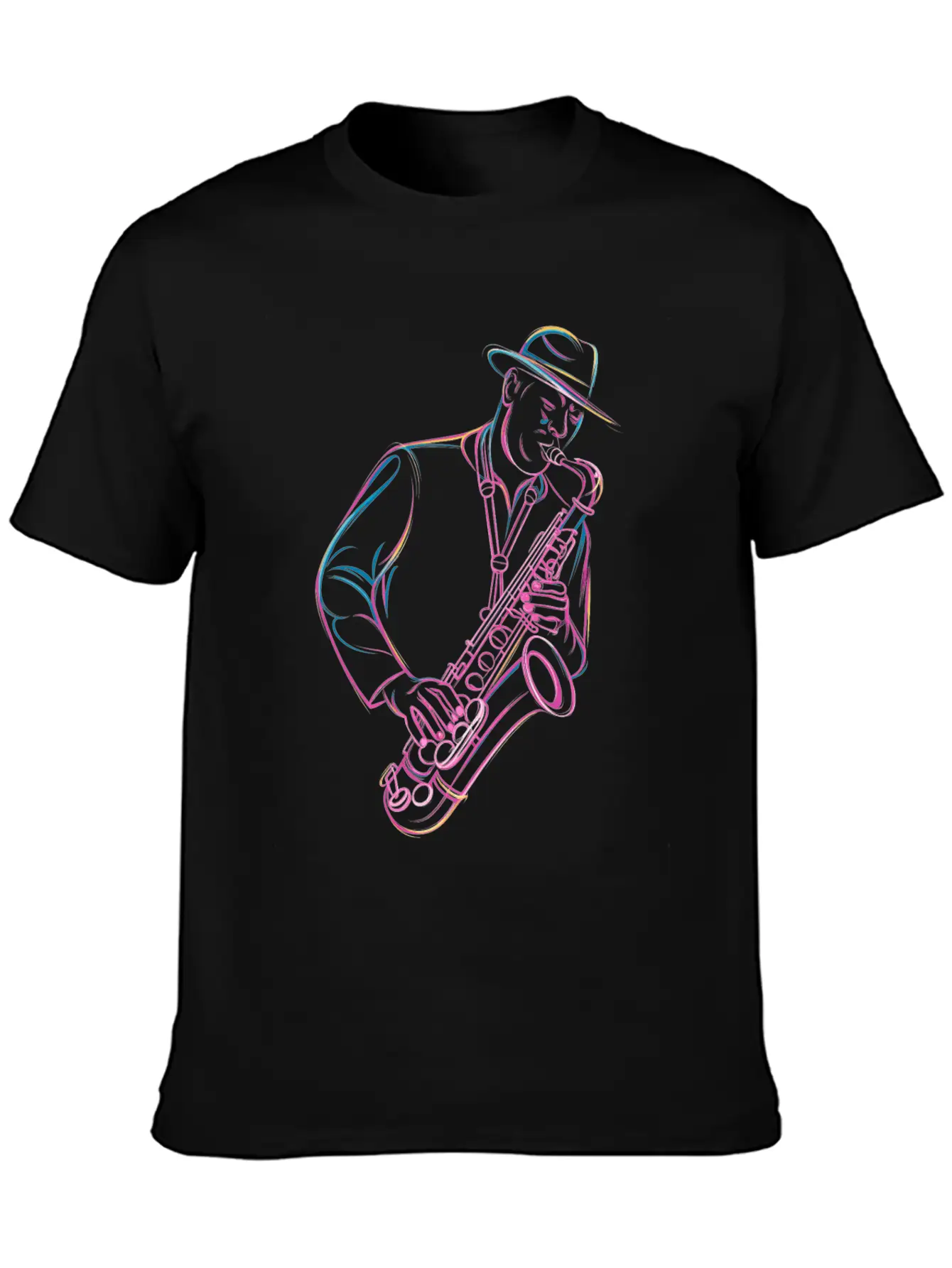 Jazz Saxophonist In Action Vibes Essential Cotton Tee For Daily Outfits ¨C Unisex Style