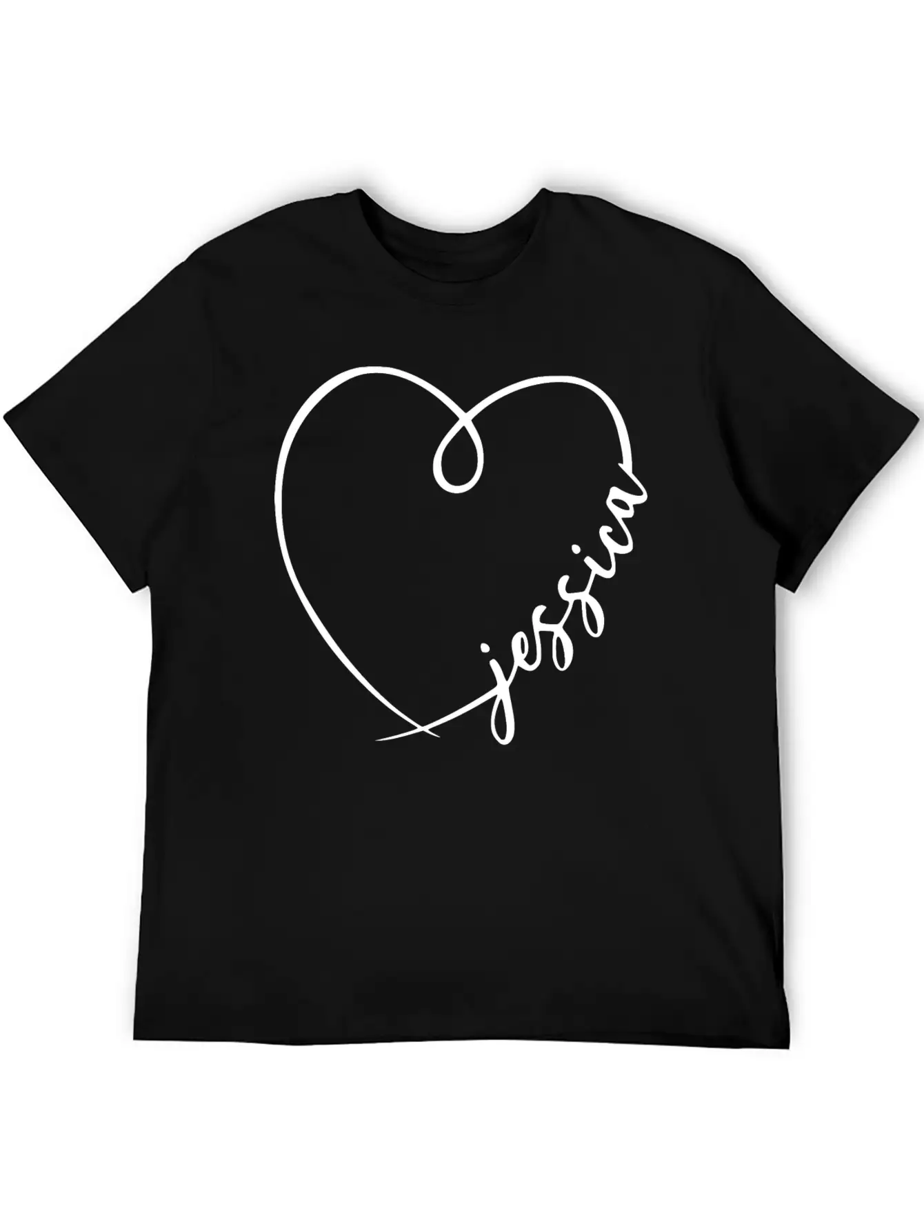 Jessica Name Heart Calligraphy Basic Graphic T-Shirt ¨C Daily Comfort In Soft Cotton