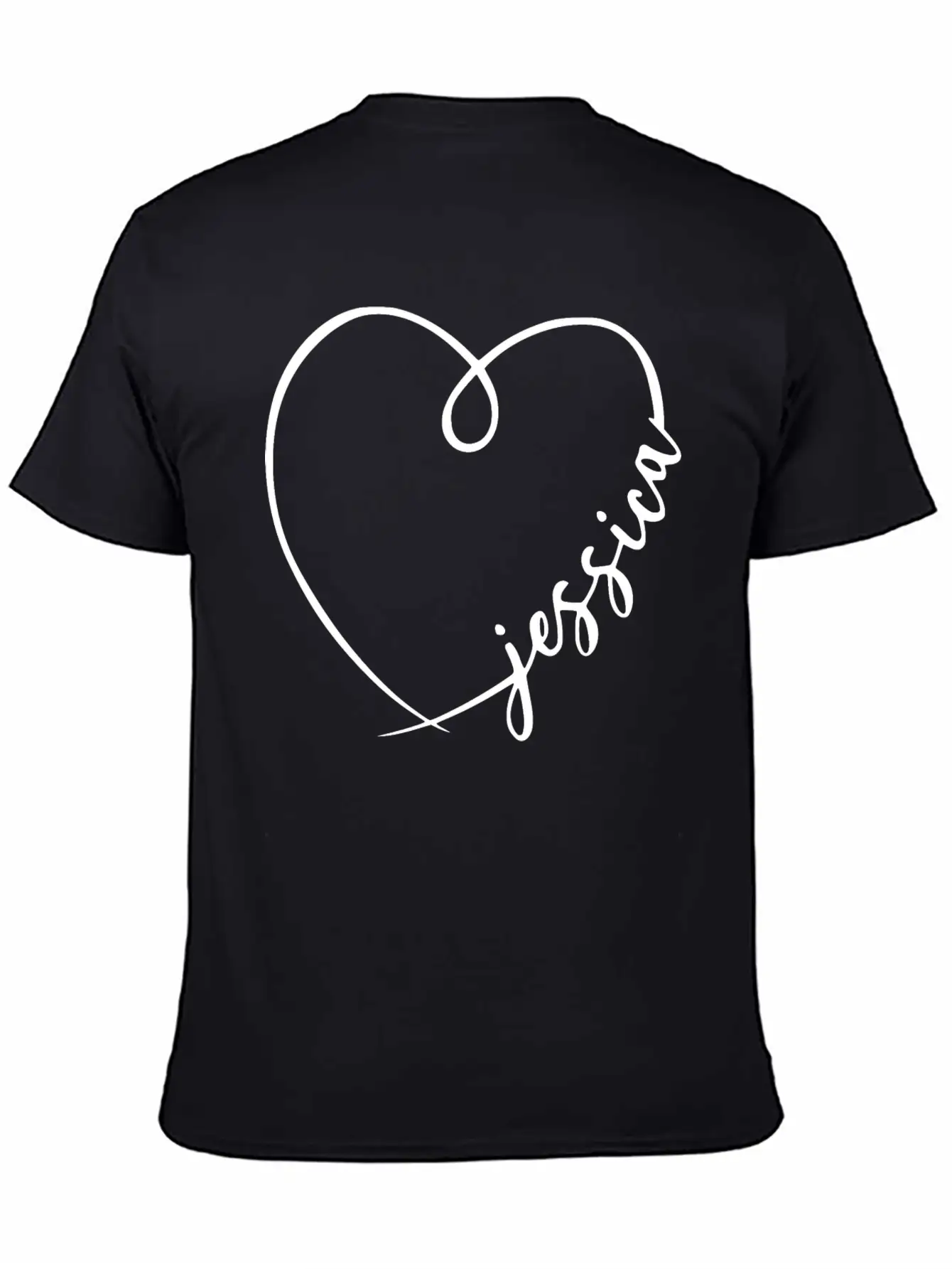Jessica Name Heart Calligraphy Basic Graphic T-Shirt ¨C Daily Comfort In Soft Cotton