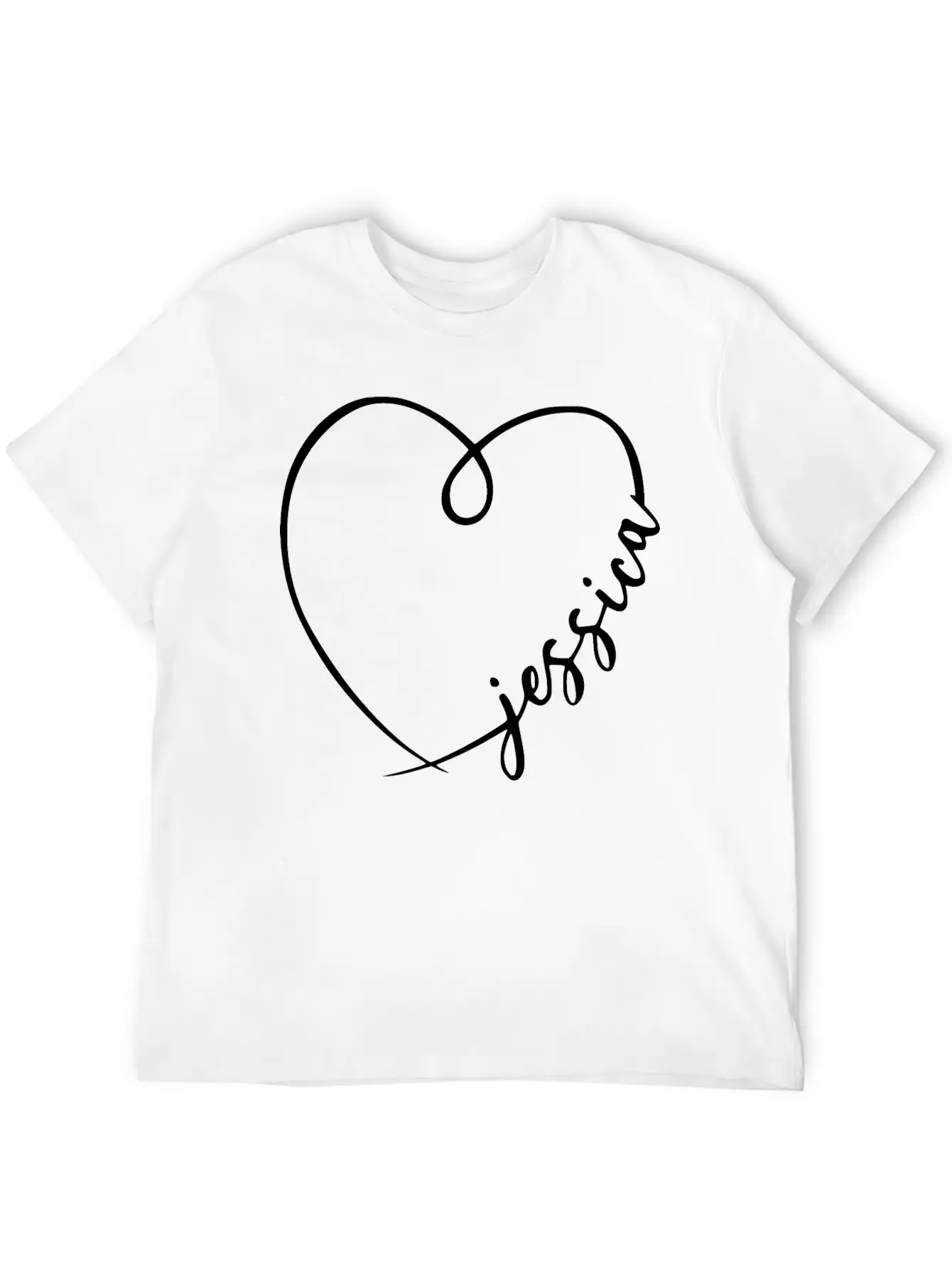 Jessica Name Heart Calligraphy Basic Graphic T-Shirt ¨C Daily Comfort In Soft Cotton