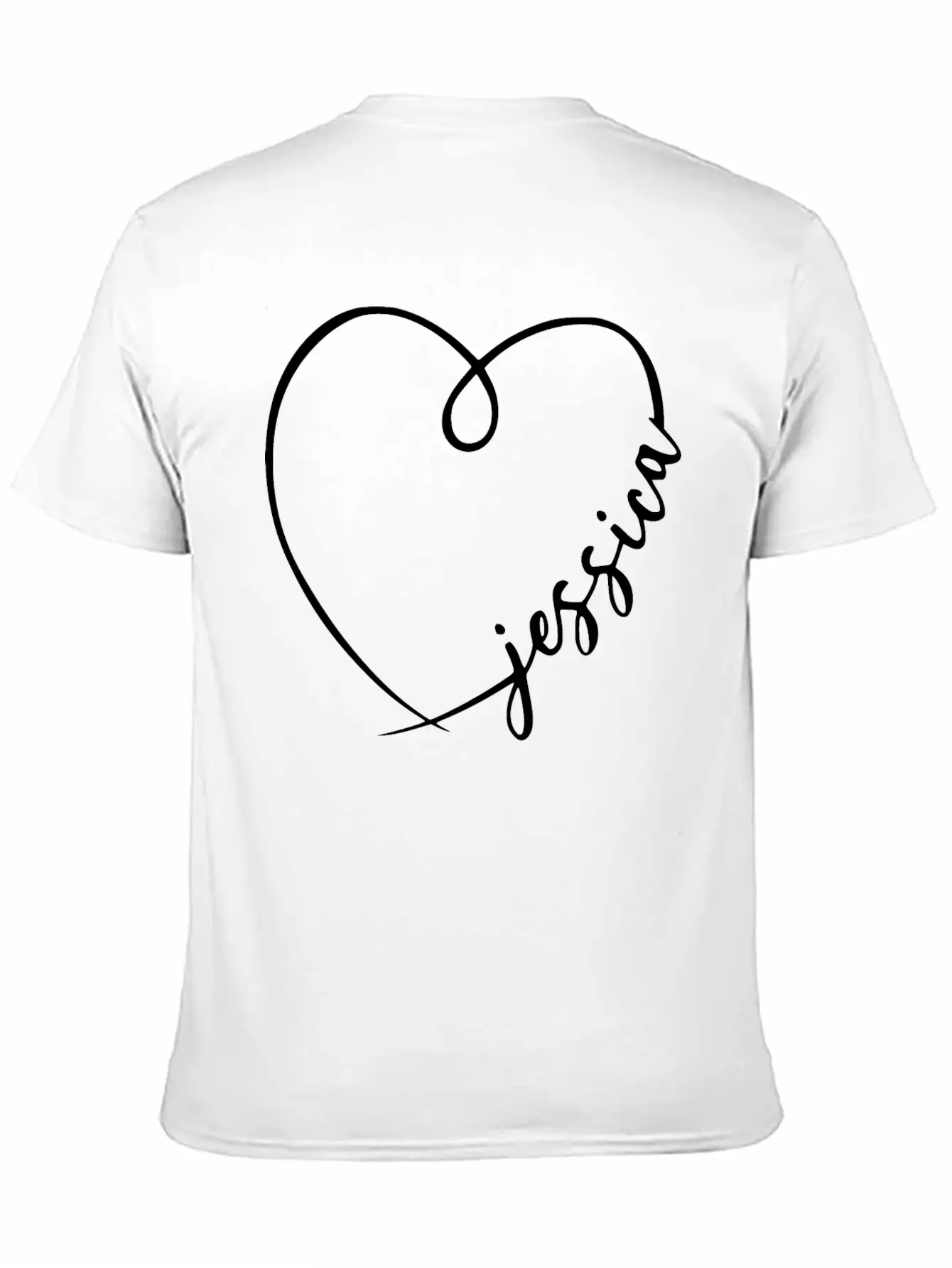 Jessica Name Heart Calligraphy Basic Graphic T-Shirt ¨C Daily Comfort In Soft Cotton