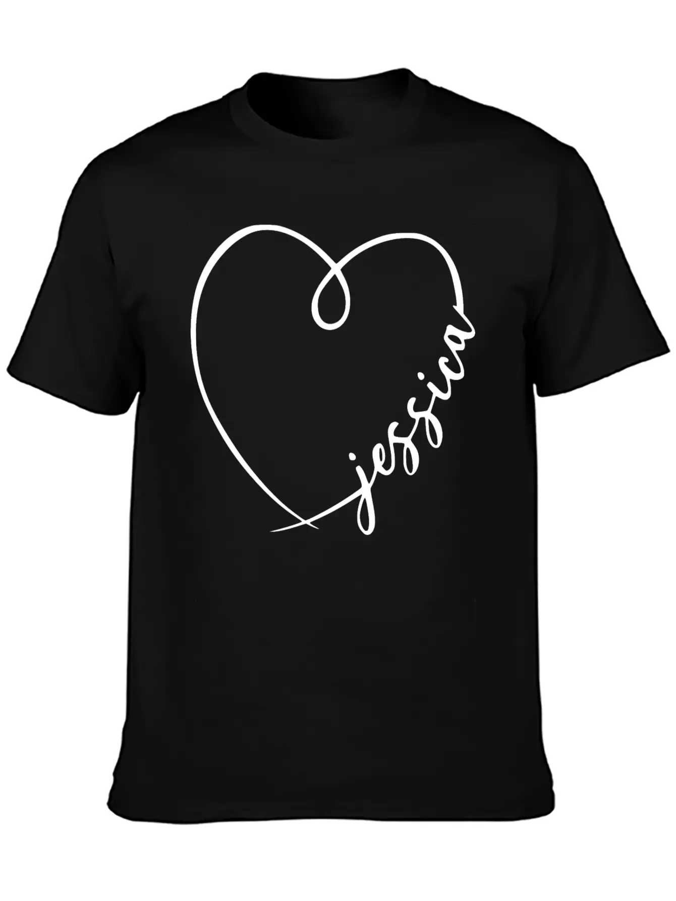 Jessica Name Heart Calligraphy Basic Graphic T-Shirt ¨C Daily Comfort In Soft Cotton